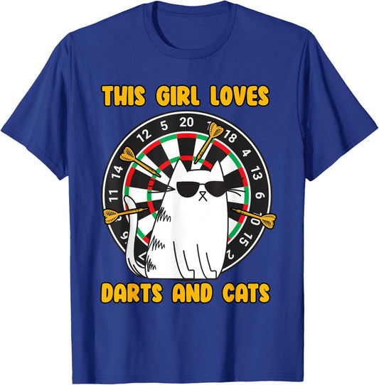 This Girl loves Cats and Darts T-Shirt - T-Shirt | Royal