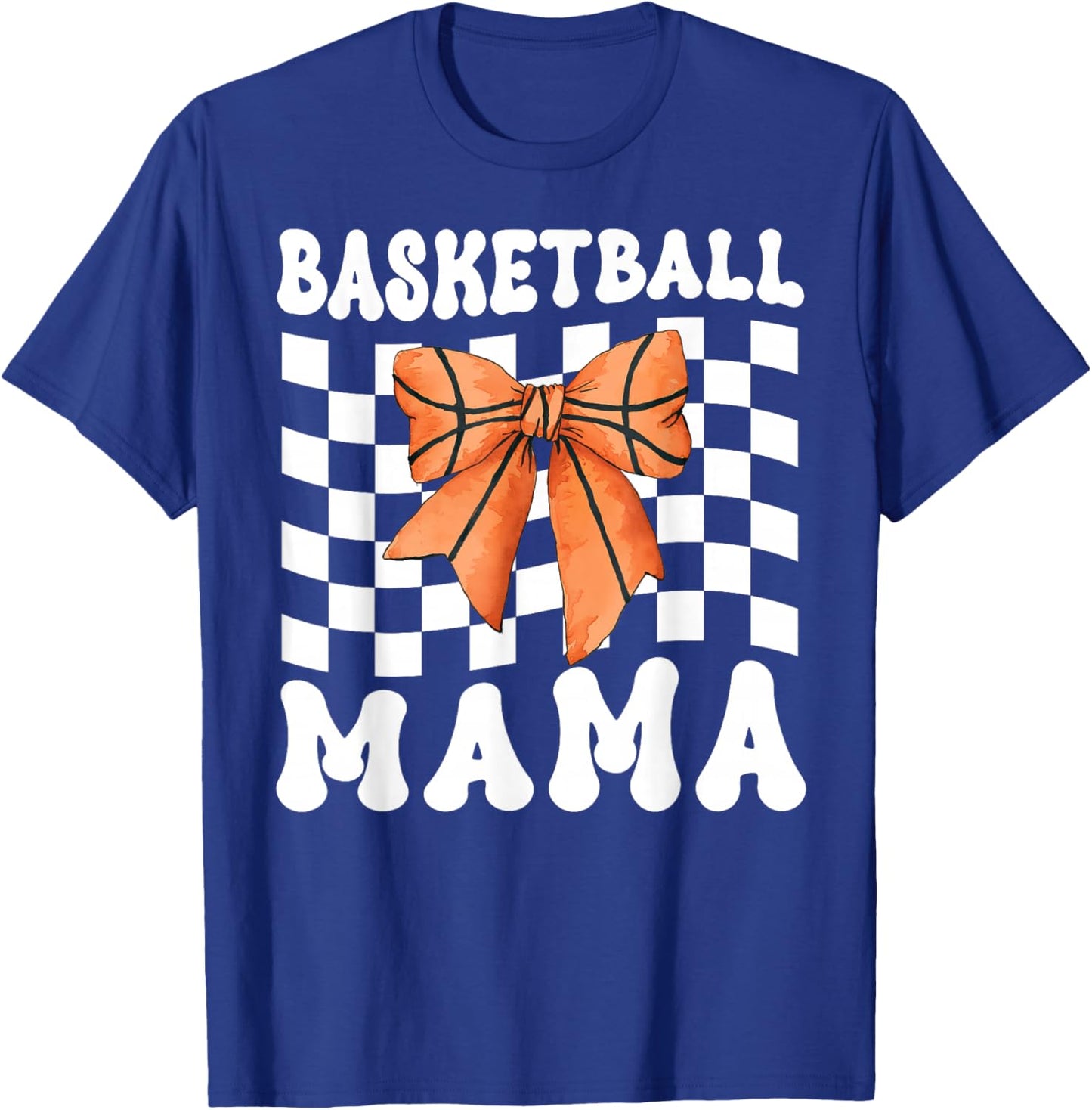 Basketball Mama Coquette Bow Game Day Funny Sports Lover Mom T-Shirt - T-Shirt | Royal