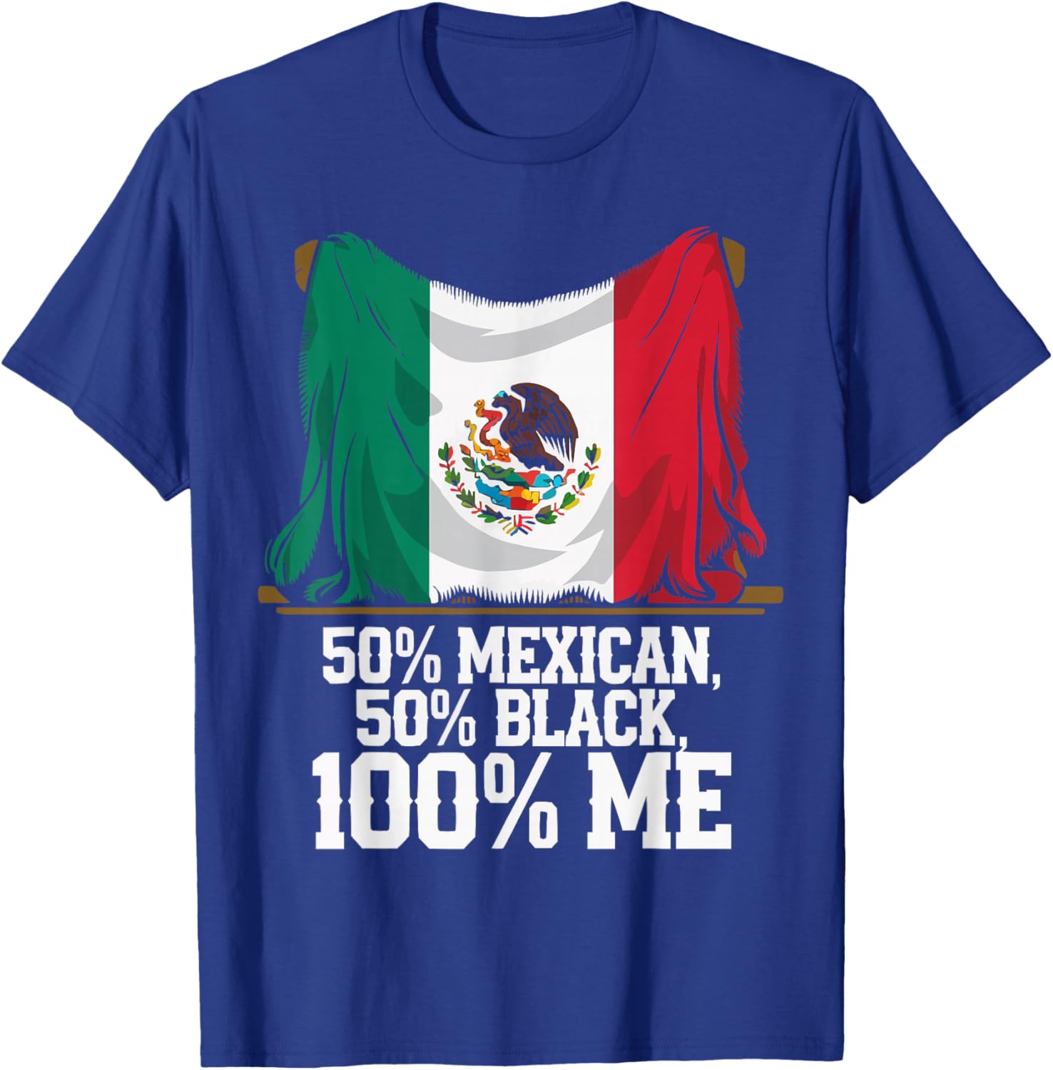 Half Mexican Half African American USA Flag Black America T-Shirt - T-Shirt | Royal