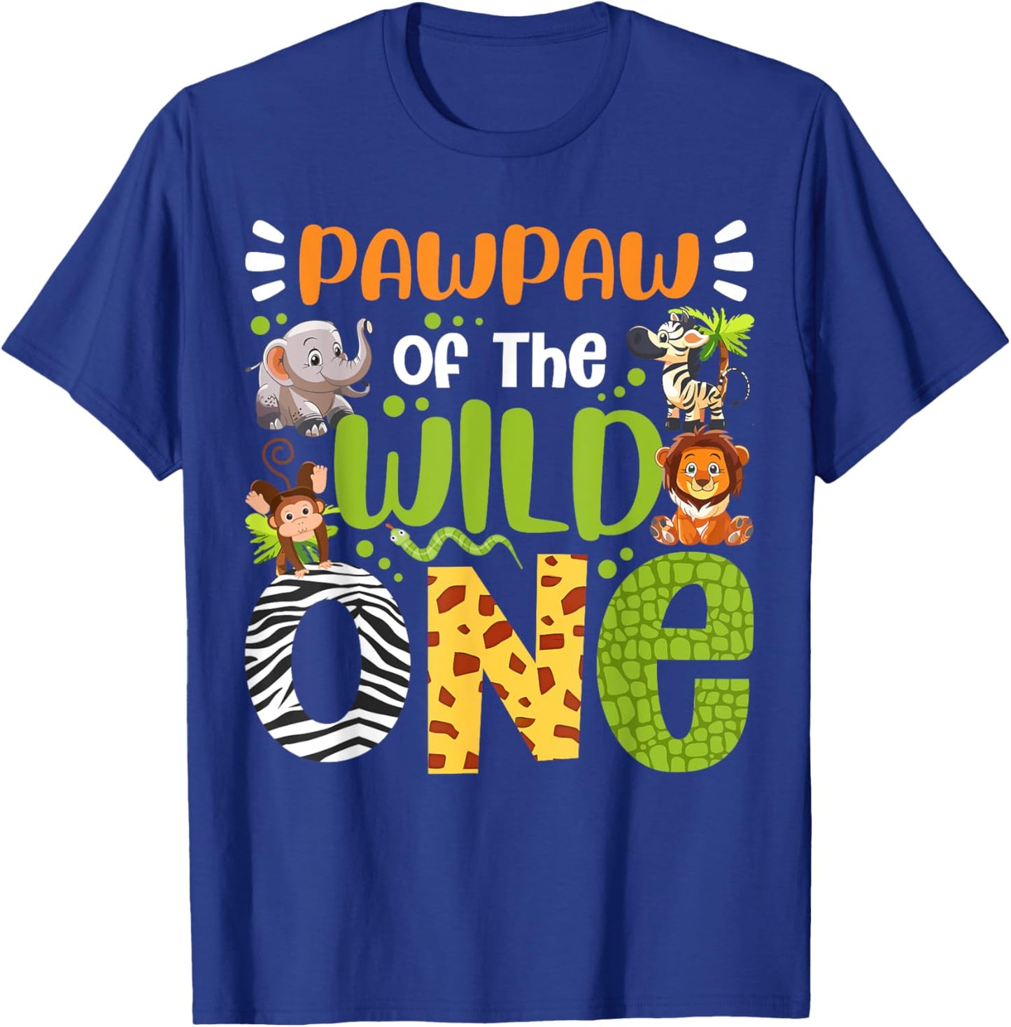 Pawpaw Of The Wild One Kids Safari Zoo Birthday Family T-Shirt - T-Shirt | Royal