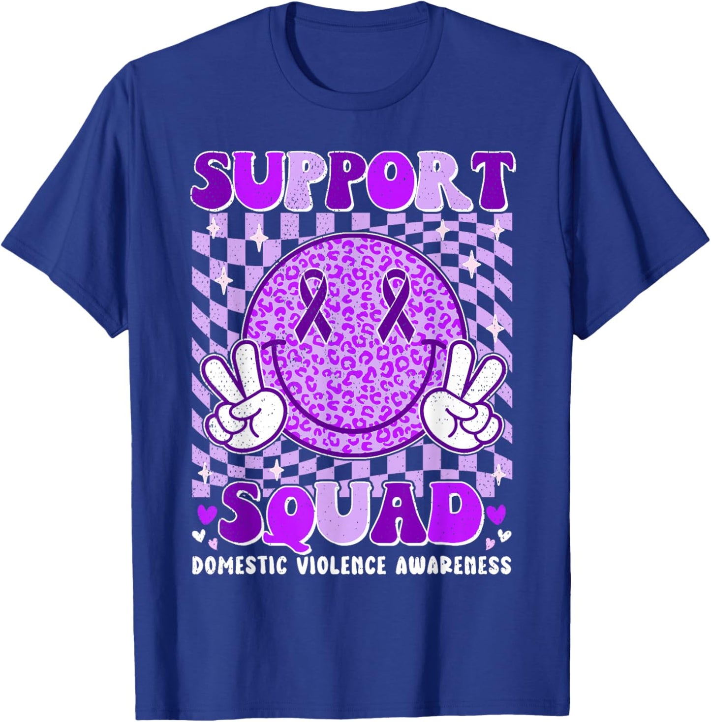 Groovy Domestic Violence Awareness Men Women Support Squad T-Shirt - T-Shirt | Royal