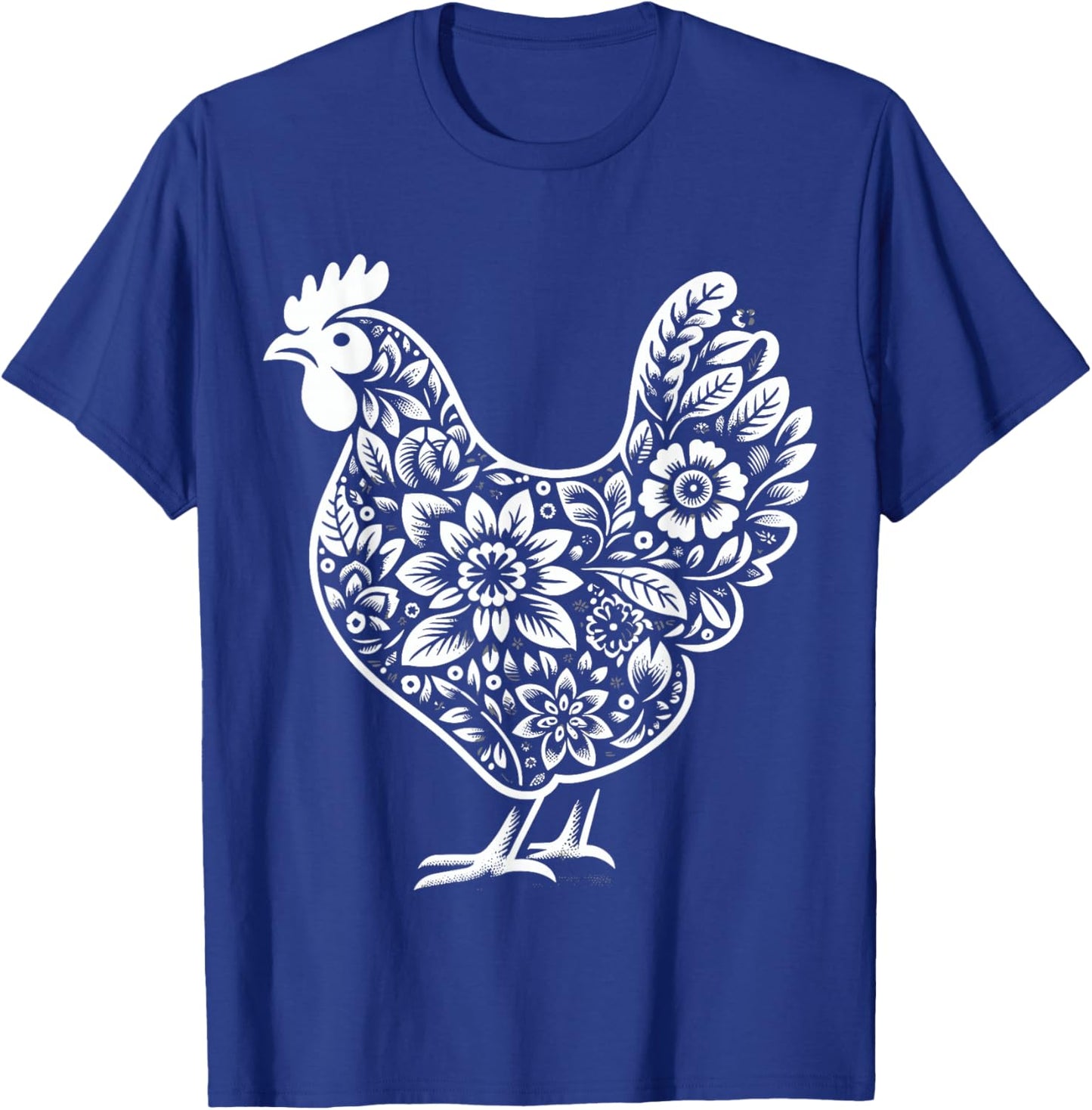 Floral Chicken Farmer Chicken Girl Flower T-Shirt - T-Shirt | Royal