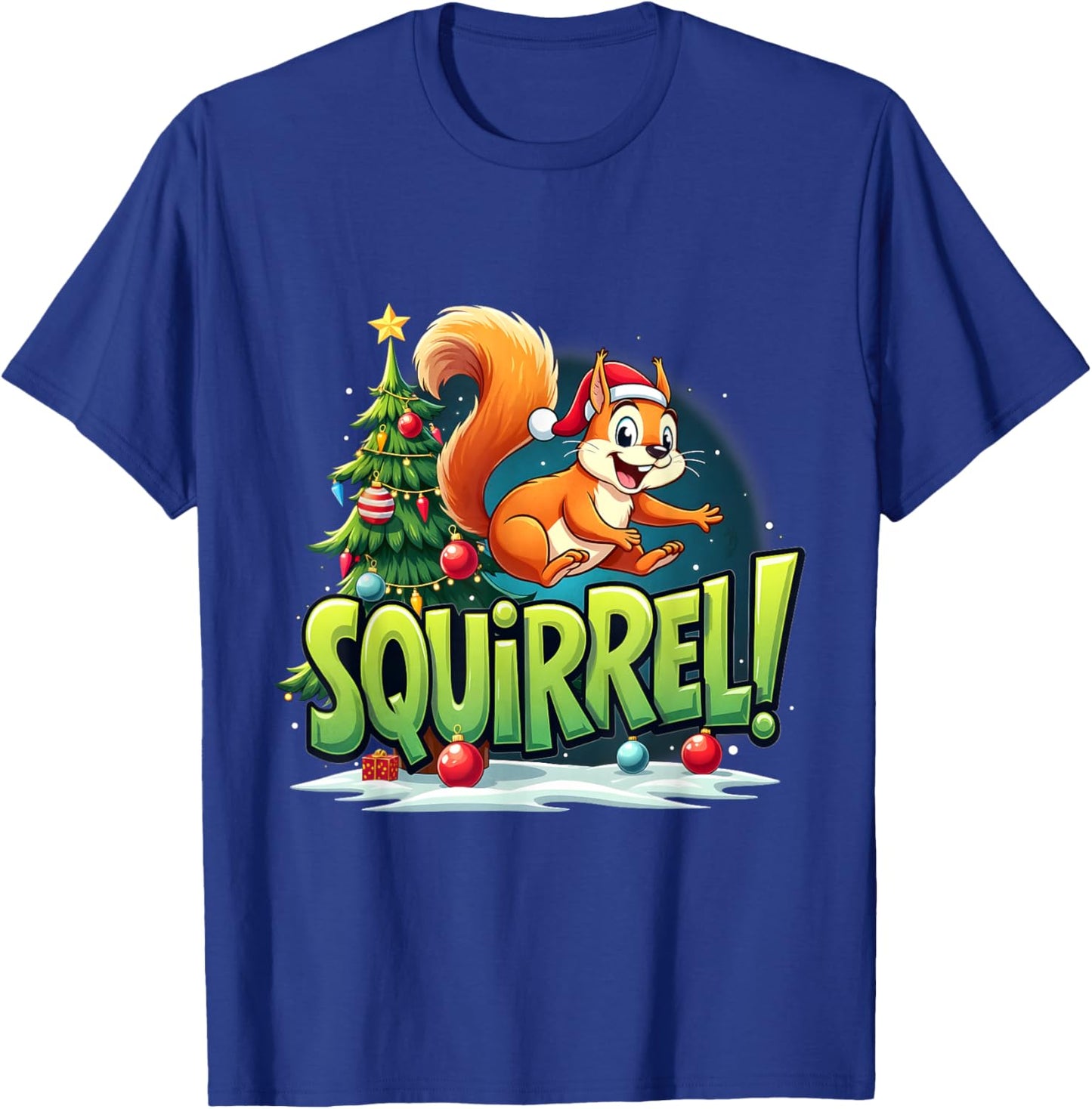 Merry Christmas Squirrel! Funny Christmas Xmas Squirrel T-Shirt - T-Shirt | Royal