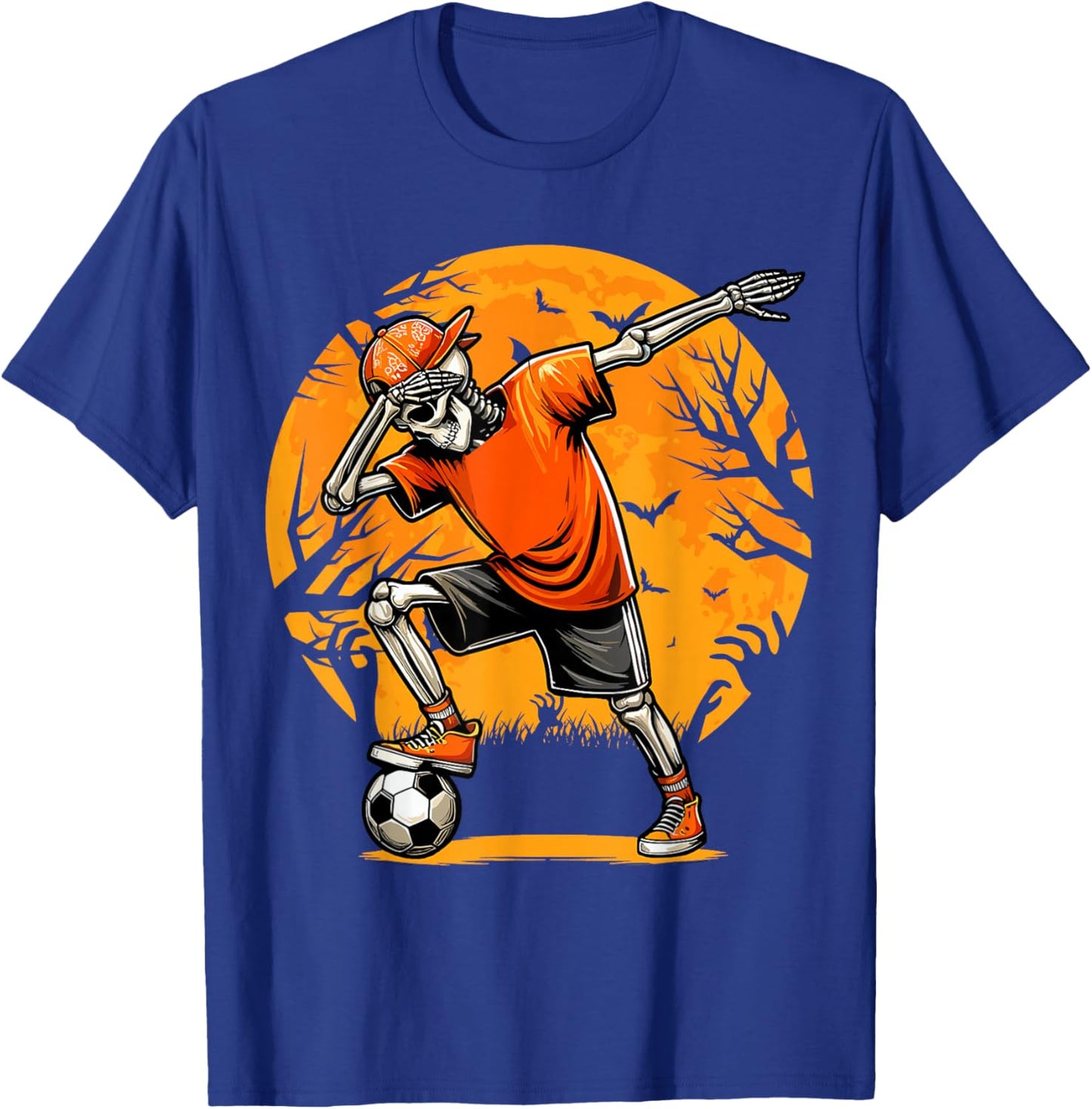 Dabbing Soccer Skeleton Funny Football Boys Soccer Halloween T-Shirt - T-Shirt | Royal