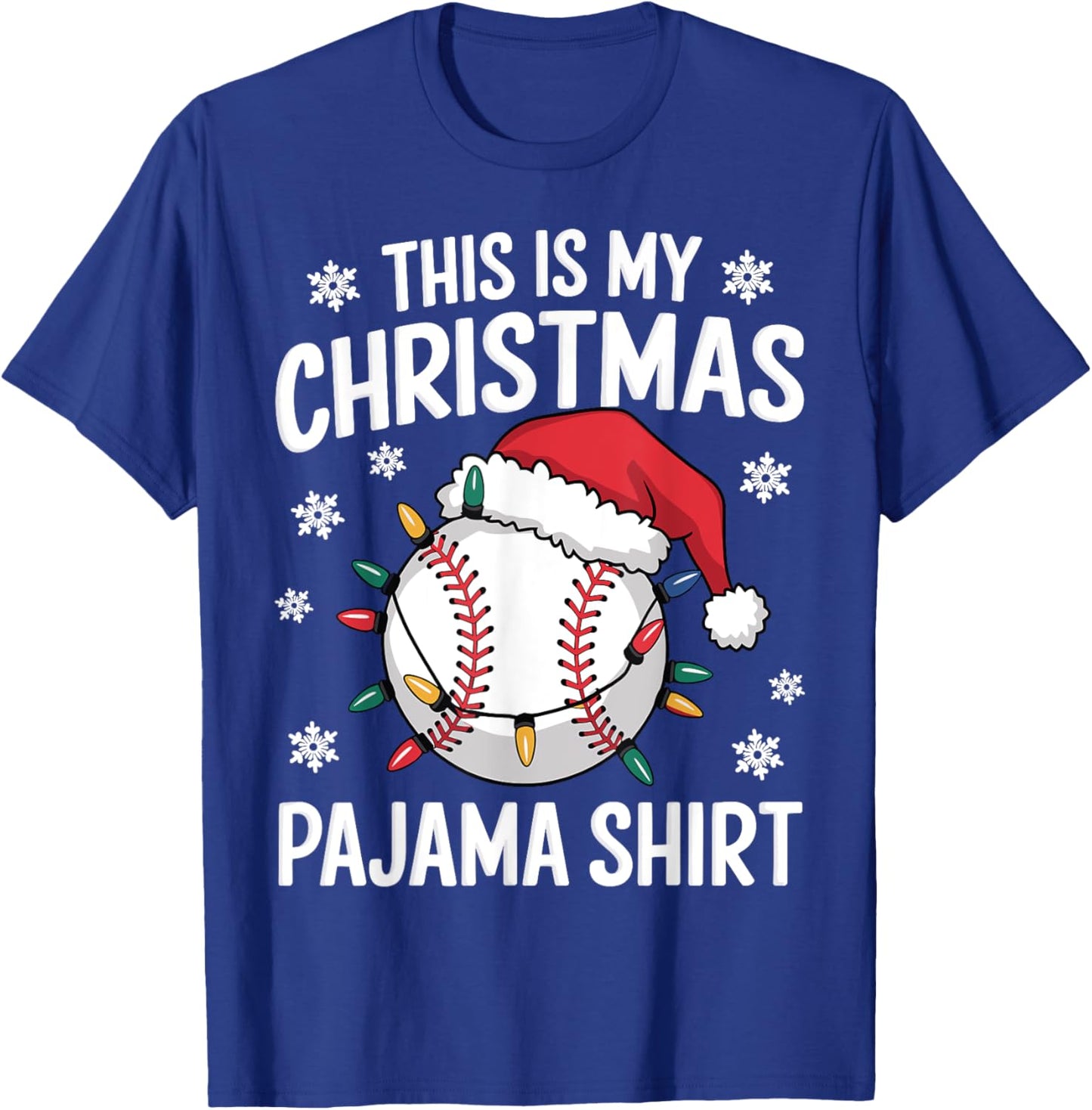 This Is My Christmas Baseball Pajama Shirt Xmas Baseball PJ T-Shirt - T-Shirt | Royal