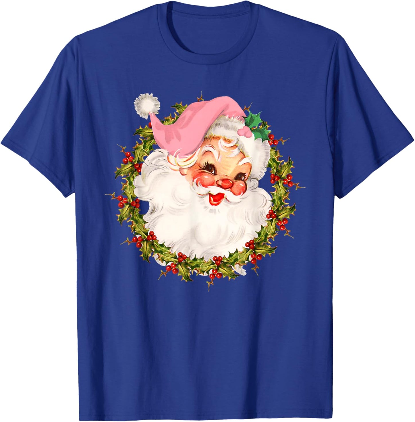 Vintage Pink Santa Claus Merry Christmas Pajamas Xmas Women T-Shirt - T-Shirt | Royal