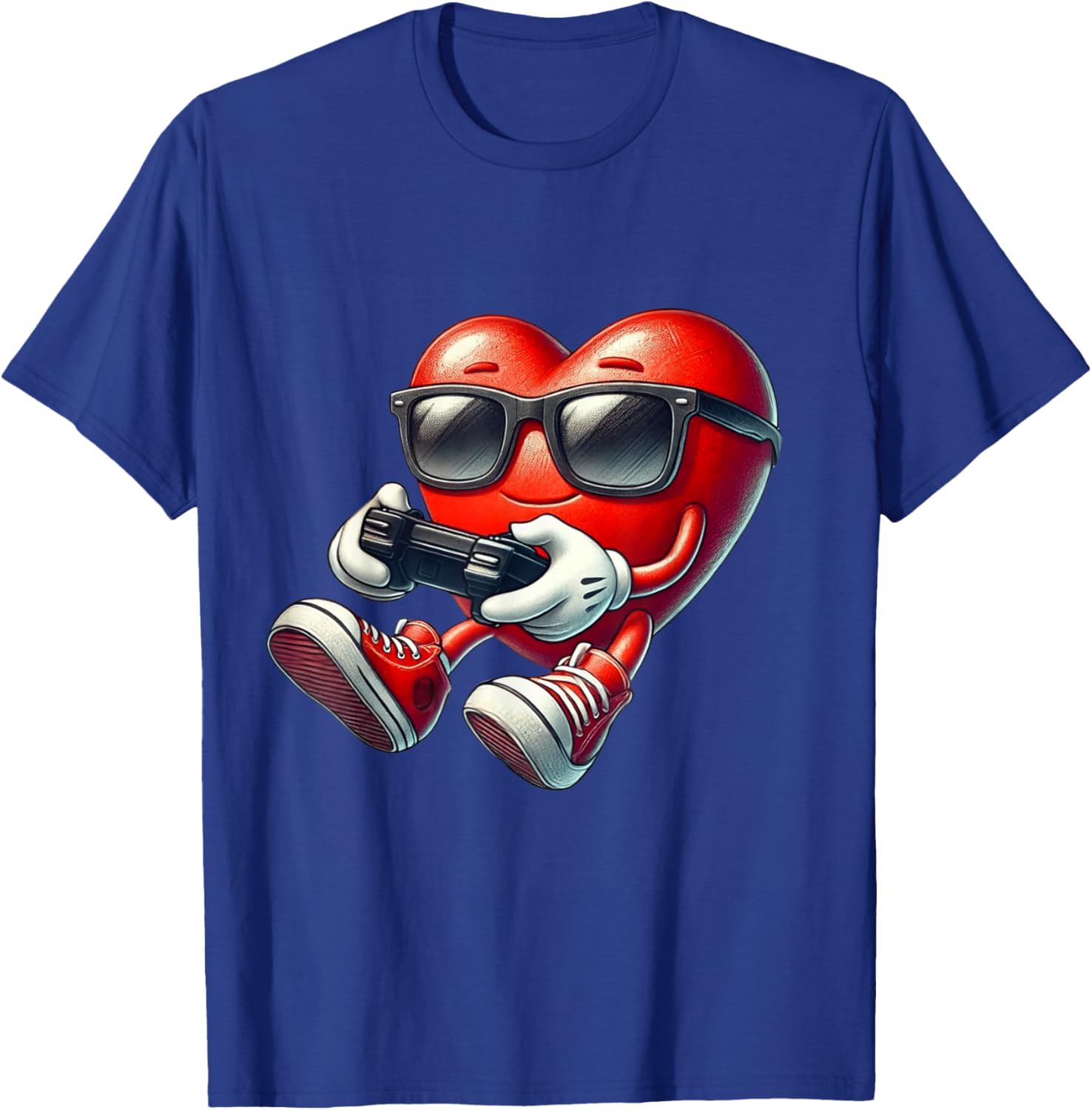 Valentines Day Heart Gamer Video Gaming Boys Men Kids T-Shirt - T-Shirt | Royal