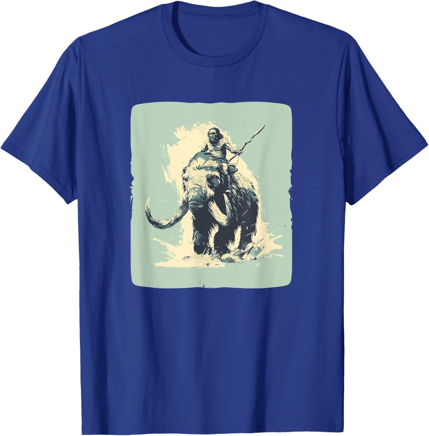 Cool Neanderthal riding Mammoth in cold Colors Costume T-Shirt - T-Shirt | Royal