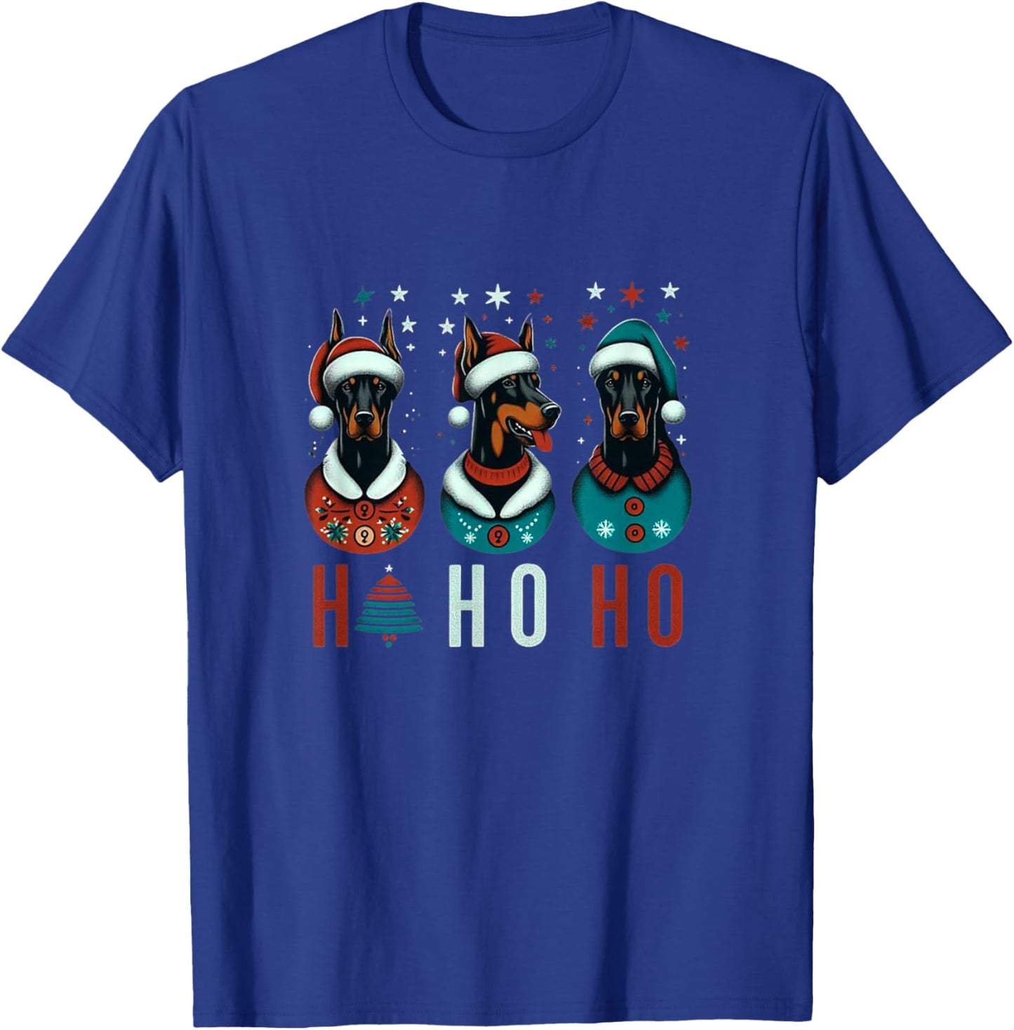 Christmas Doberman with Santa Hat Doberman Christmas T-Shirt - T-Shirt | Royal