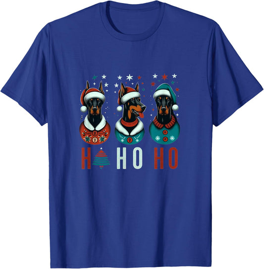 Christmas Doberman with Santa Hat Doberman Christmas T-Shirt - T-Shirt | Royal