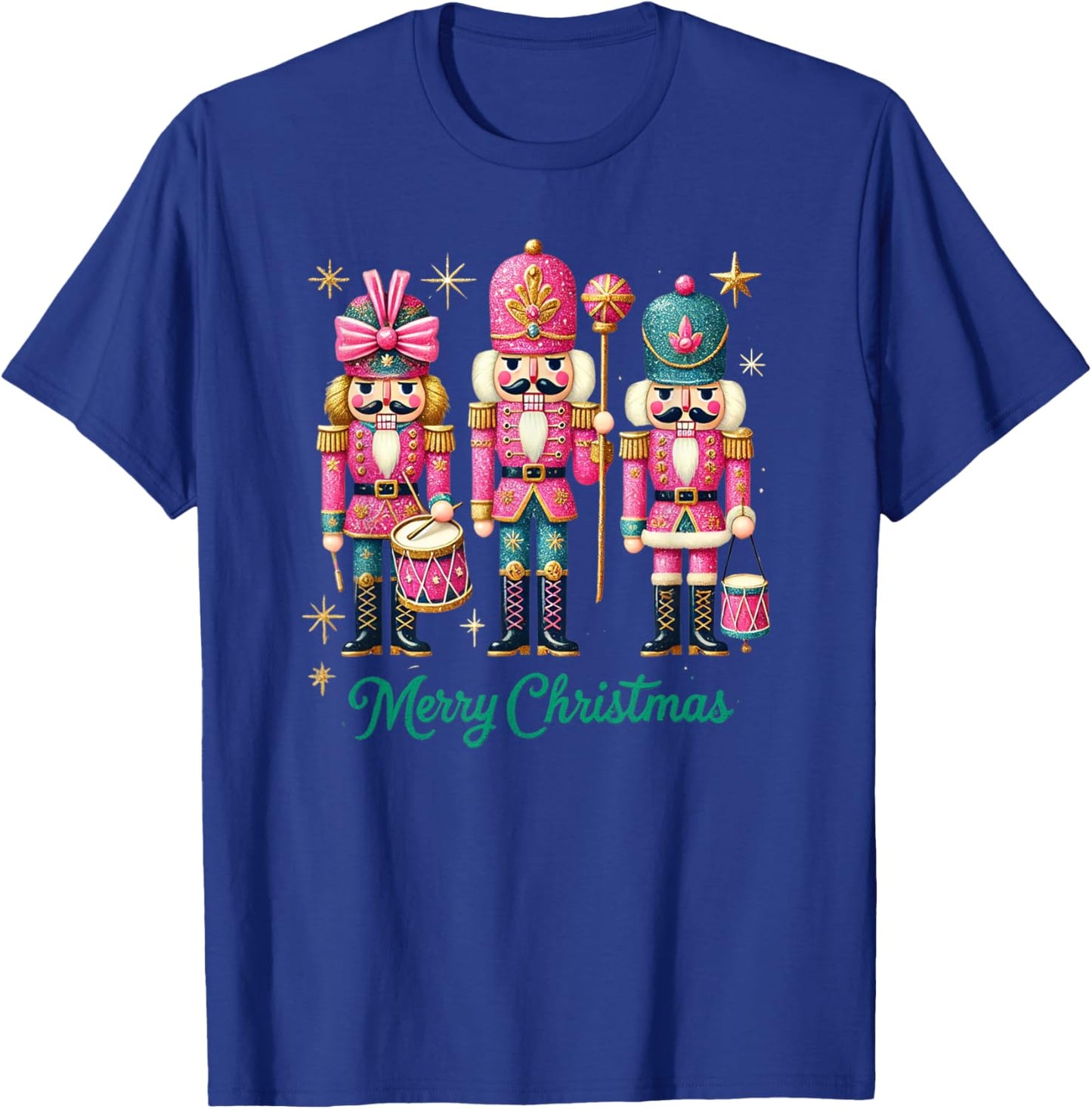 Preppy Pink Nut cracker Merry Christmas Cute Xmas Nutcracker T-Shirt - T-Shirt | Royal