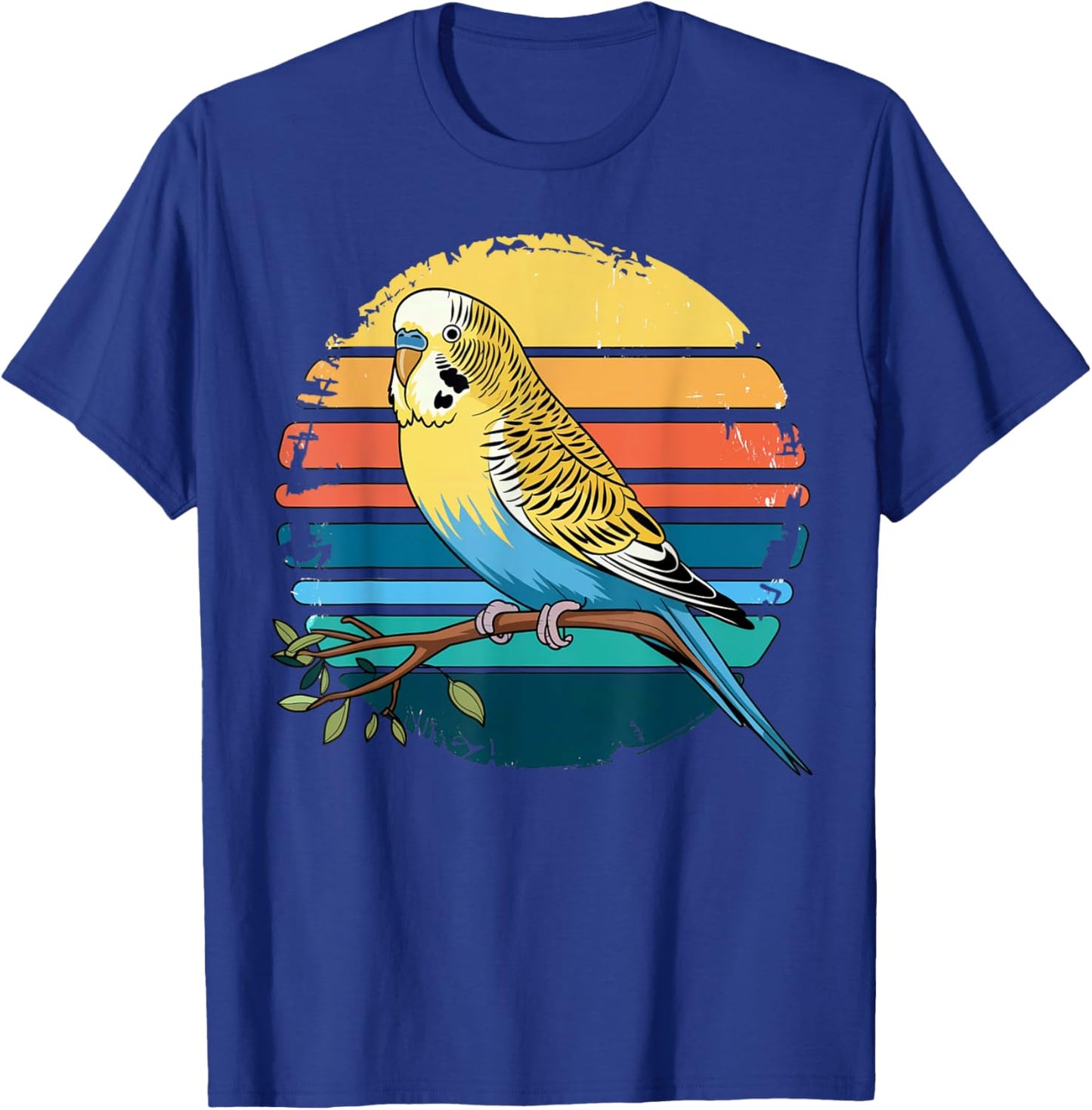 Budgie Parakeet Retro Sunset Vintage Budgerigar Bird Lover T-Shirt - T-Shirt | Royal
