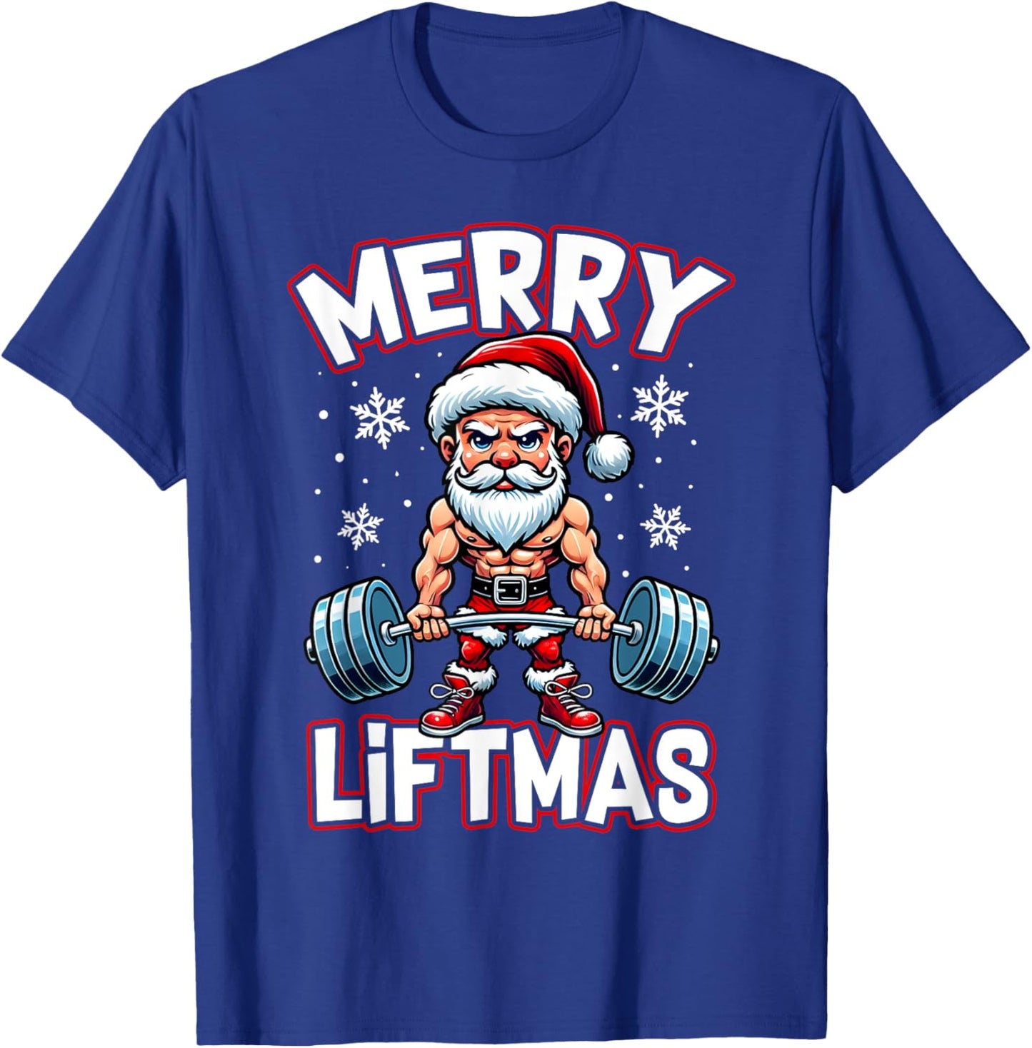 Merry Liftmas Funny Santa Claus Workout Gym Fitness Gift T-Shirt - T-Shirt | Royal