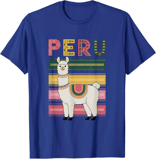 Cute Peruvian Llama from Peru - Fun Peru Design T-Shirt - T-Shirt | Royal
