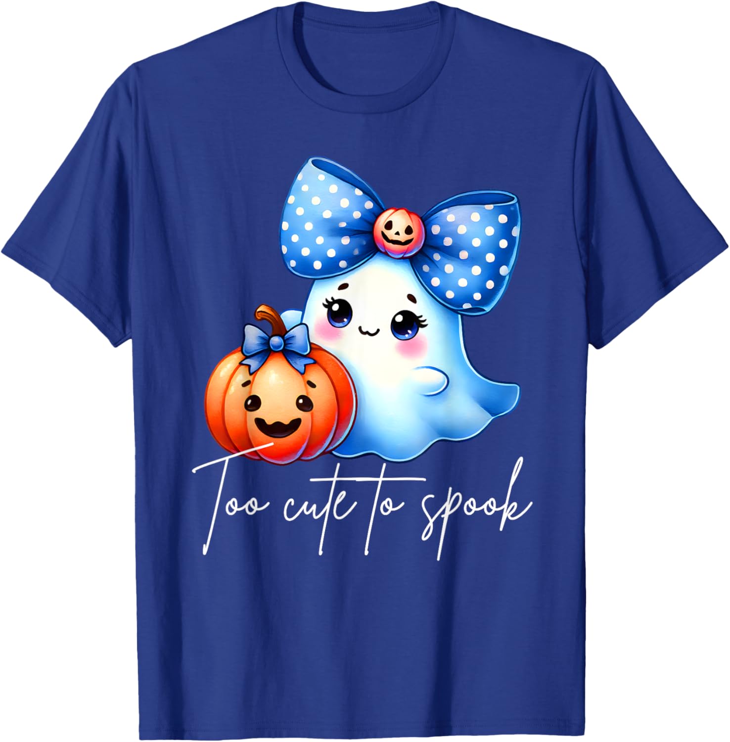 Too Cute To Spook Halloween Ghost Graphic T-Shirt - T-Shirt | Royal