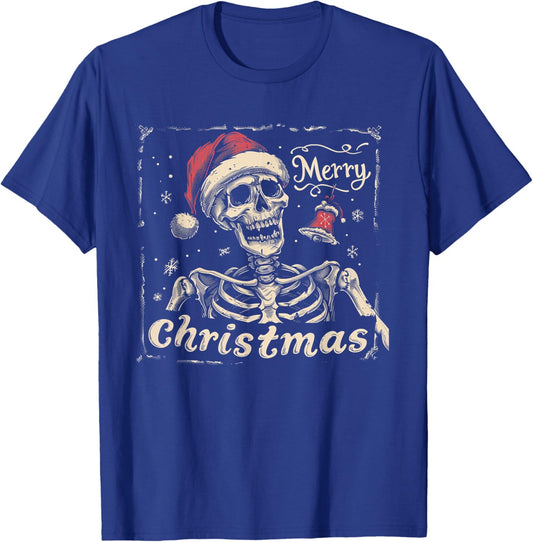 Skeleton Skull Funny Merry Christmas Santa Matching Family T-Shirt - T-Shirt | Royal