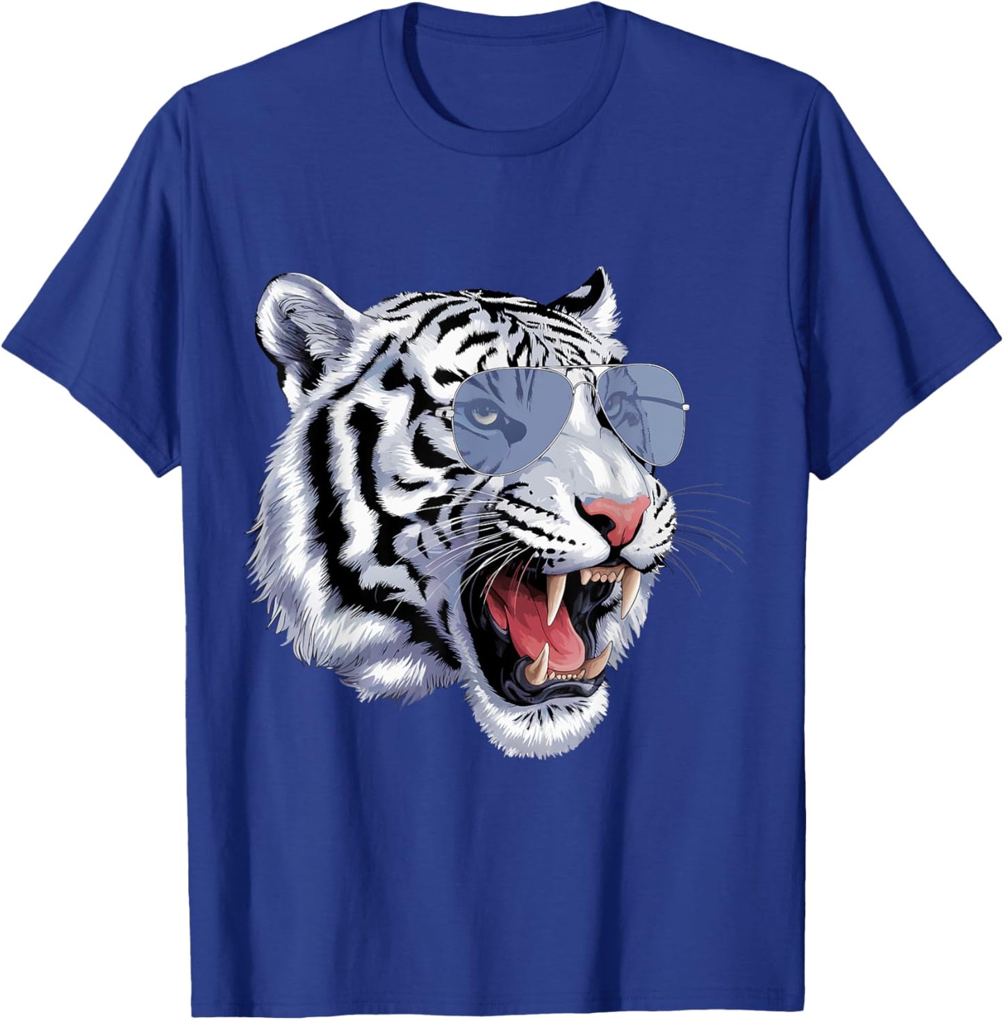 Cool Growling Bengal White Tiger with Sunglasses T-Shirt - T-Shirt | Royal