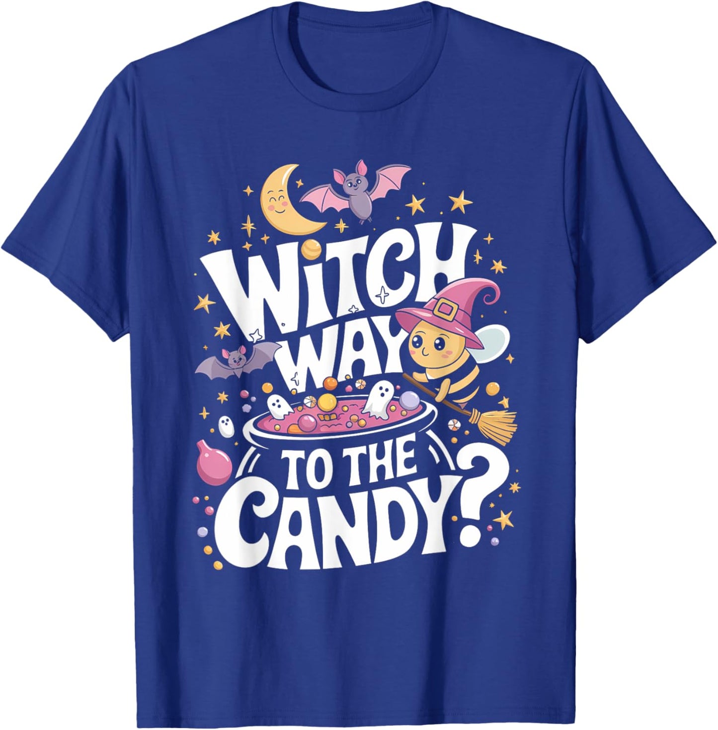 Funny Bee Witch Way to the Candy? Funny Bee Witched Spooky T-Shirt - T-Shirt | Royal