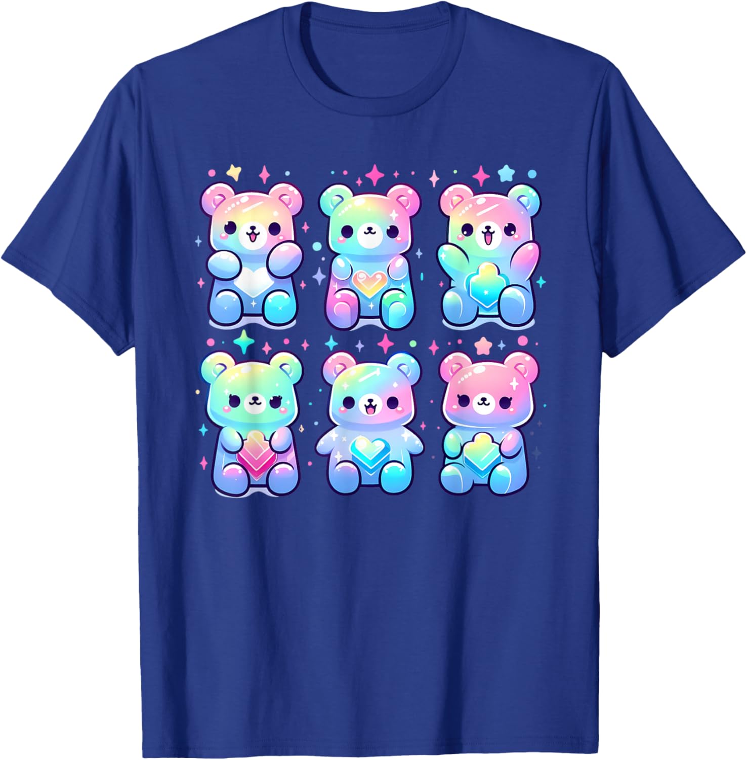 Cute Rainbow Gummy Bear Kawaii Aesthetic Teens Boys Girls T-Shirt - T-Shirt | Royal