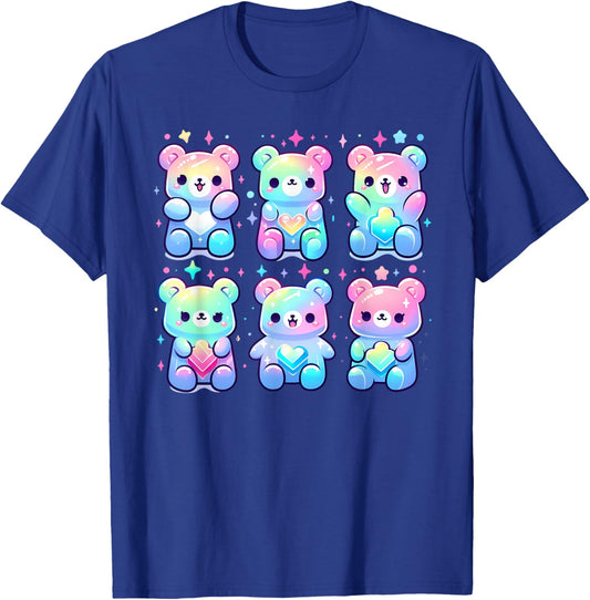 Cute Rainbow Gummy Bear Kawaii Aesthetic Teens Boys Girls T-Shirt - T-Shirt | Royal