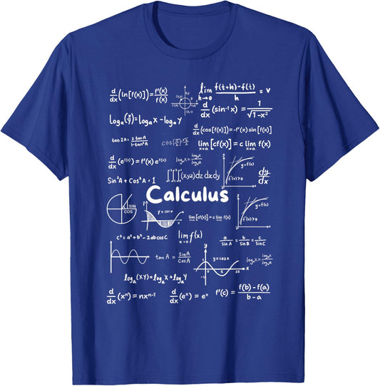 Mastering Essential Calculus Formulas Math Genius Teacher T-Shirt - T-Shirt | Royal