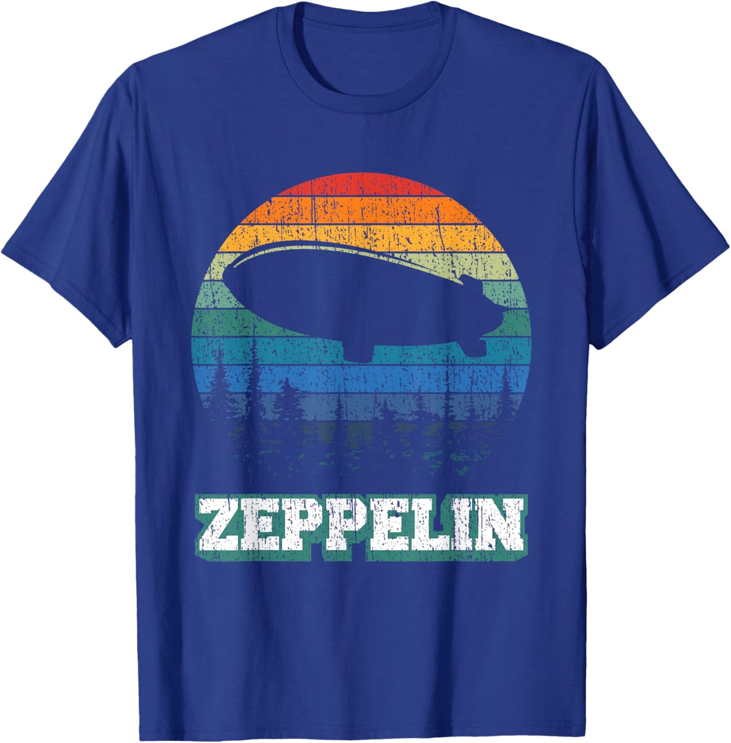 Vintage Zeppelin Funny Sunset Airship Pilot Dirigible Lovers T-Shirt - T-Shirt | Royal