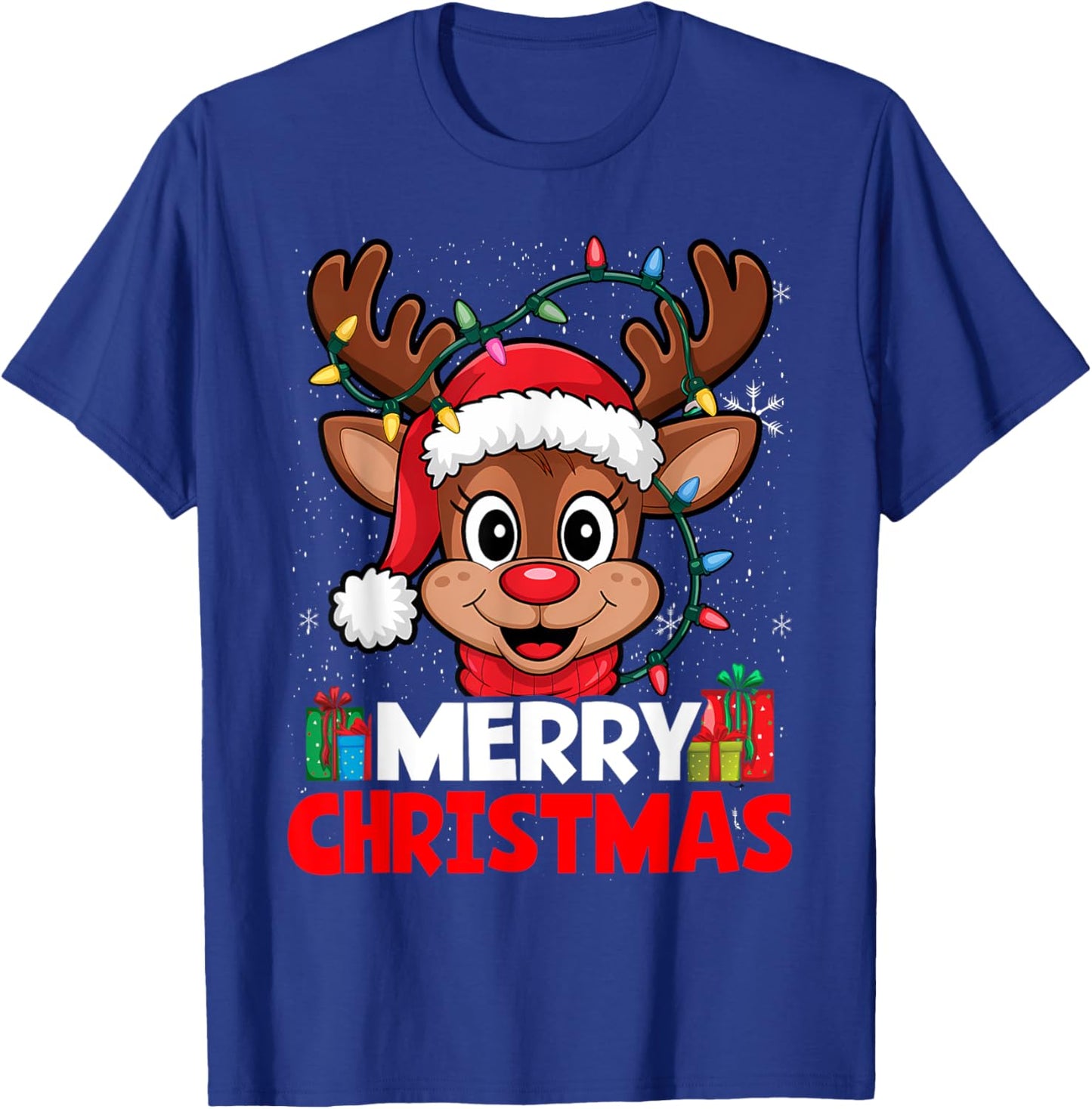 Merry Christmas Reindeer Xmas Family Men Women T-Shirt - T-Shirt | Royal