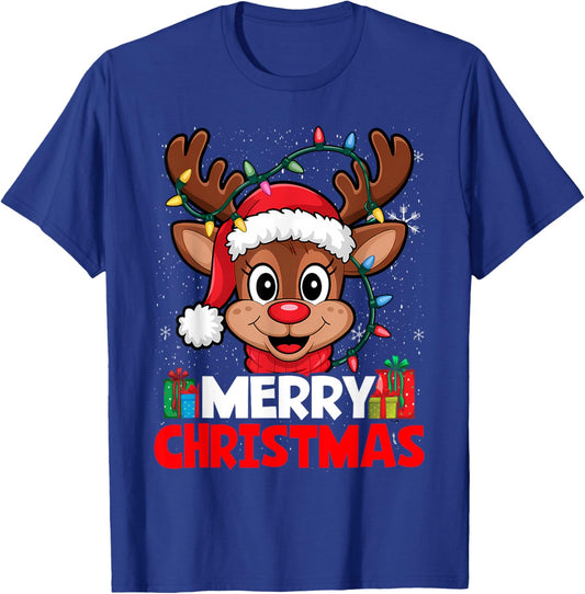 Merry Christmas Reindeer Xmas Family Men Women T-Shirt - T-Shirt | Royal
