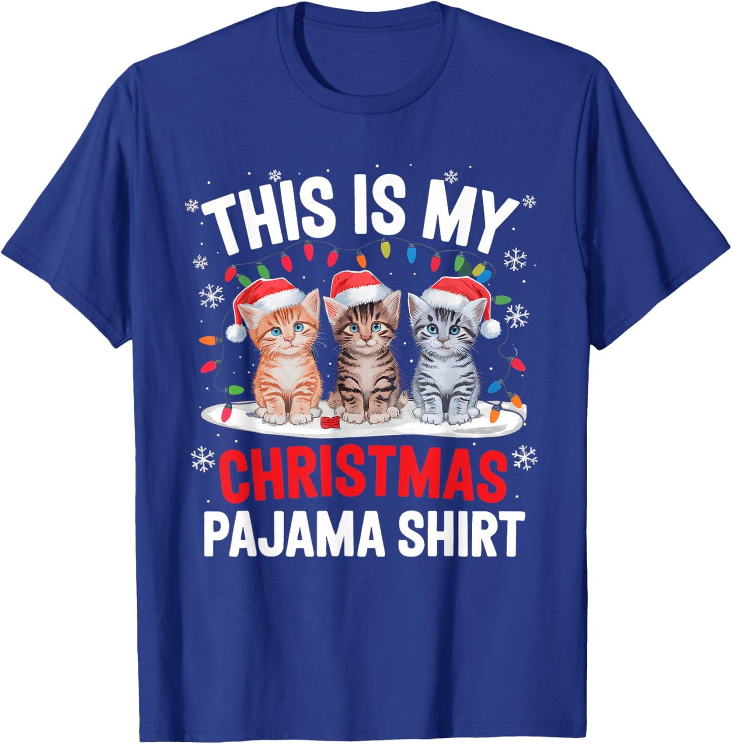This Is My Christmas Pajama Shirt Cat Lover Meow Kitty Xmas T-Shirt - T-Shirt | Royal