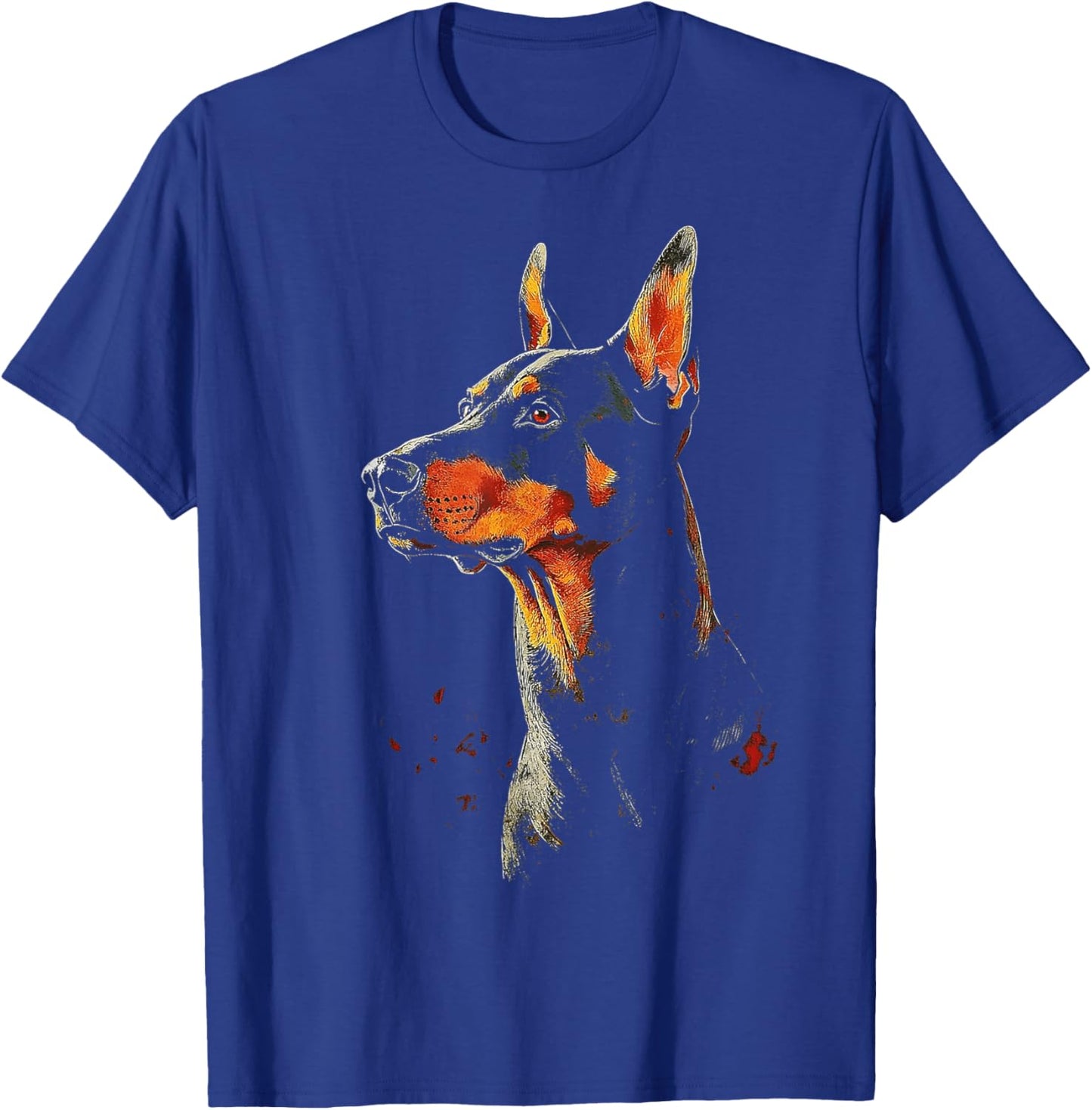 Doberman Dog Motif Pet Artwork Doberman T-Shirt - T-Shirt | Royal