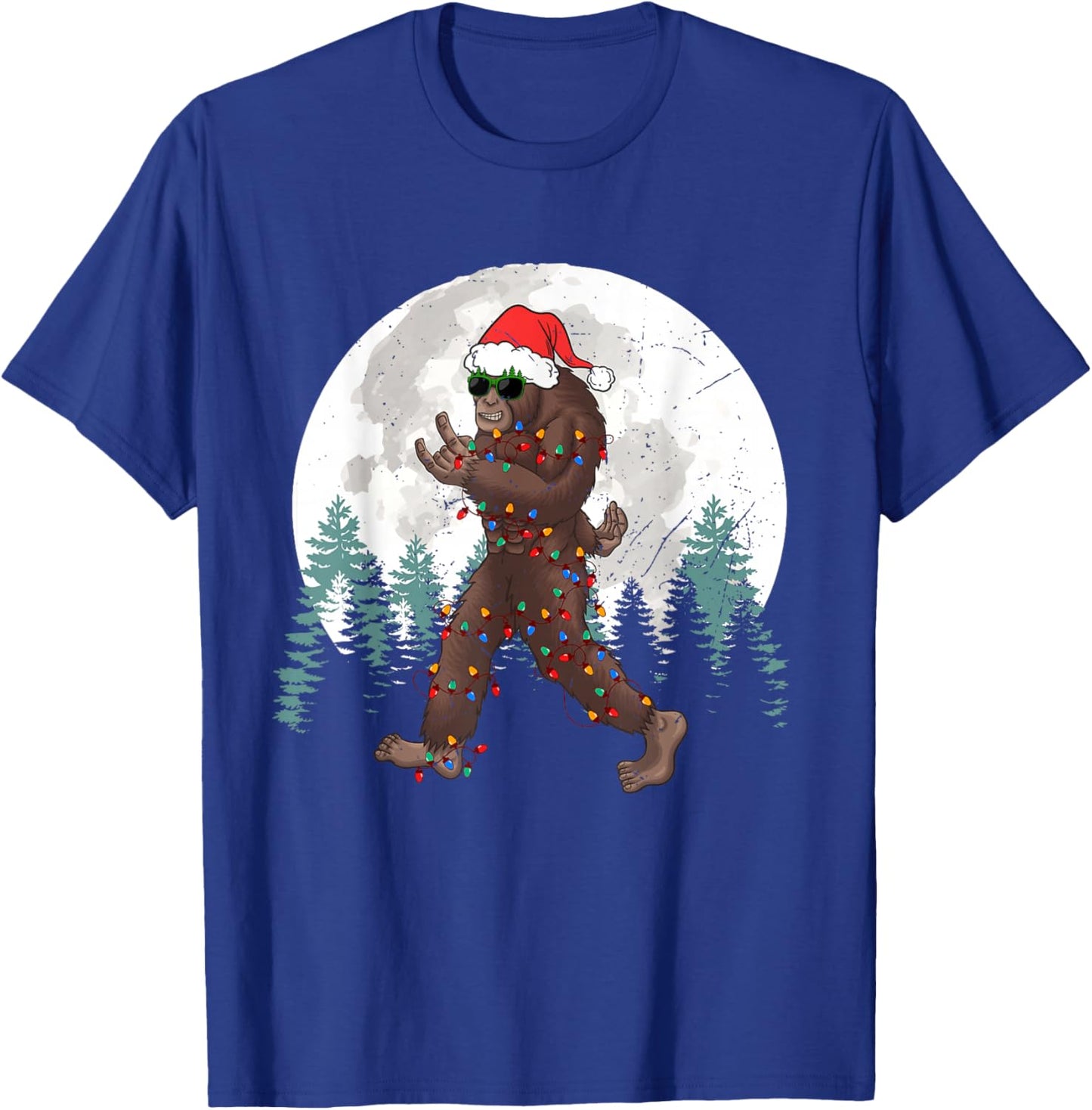 Sasquatch Christmas Tree Bigfoot Lights Xmas Rock Boys T-Shirt - T-Shirt | Royal