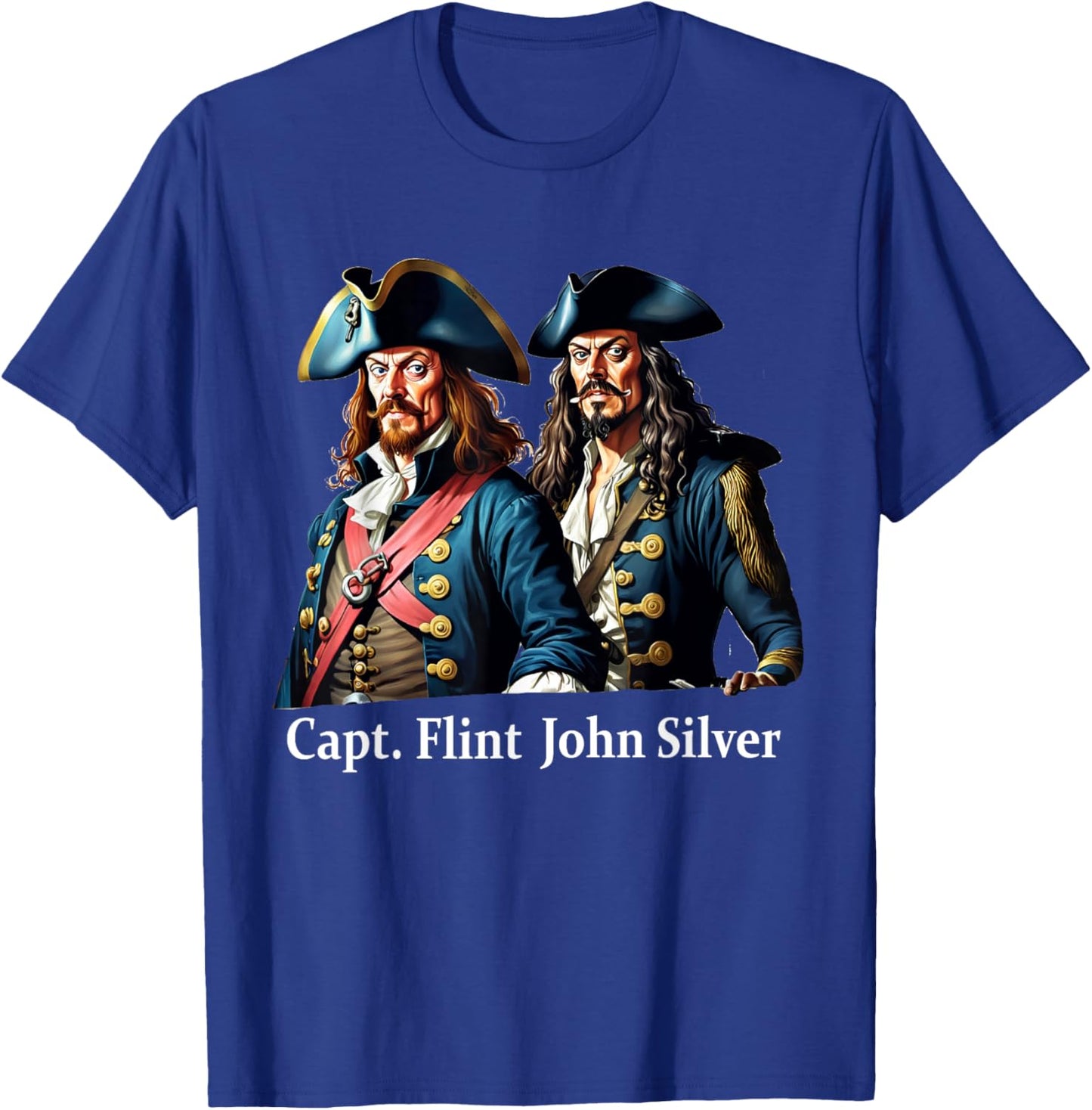 Captain Flint & Long John Silver Pirate Portrait T-Shirt - T-Shirt | Royal