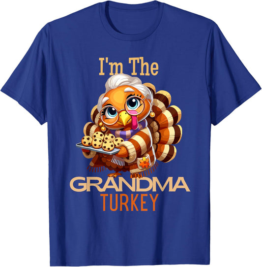 Happy Thanksgiving Fall Turkey Family Group Shirt - I'm the Grandma Turkey Thanksgiving 2024 Family Autumn Fall T-Shirt - T-Shirt | Royal
