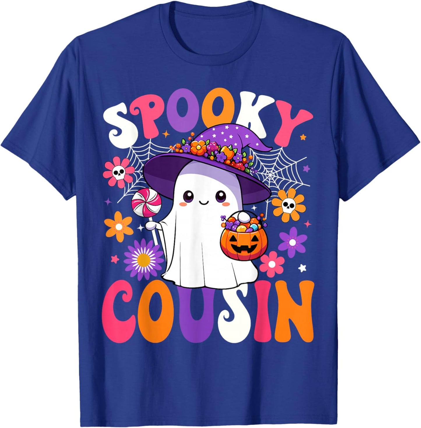 Groovy Spooky Cousin Halloween Ghost Pumpkin Halloween T-Shirt - T-Shirt | Royal