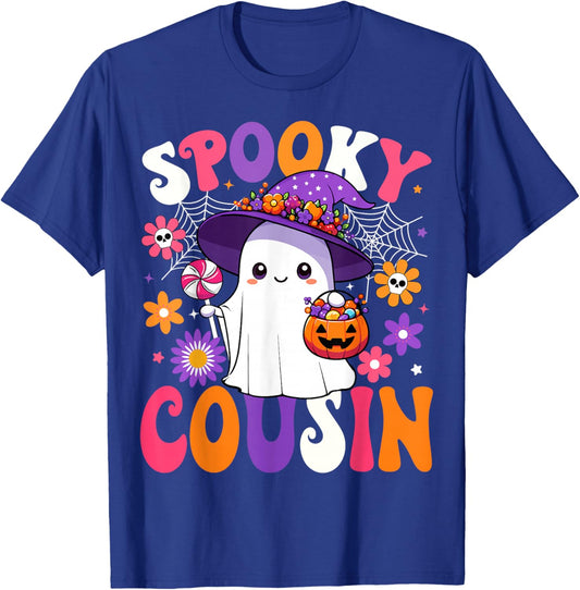 Groovy Spooky Cousin Halloween Ghost Pumpkin Halloween T-Shirt - T-Shirt | Royal