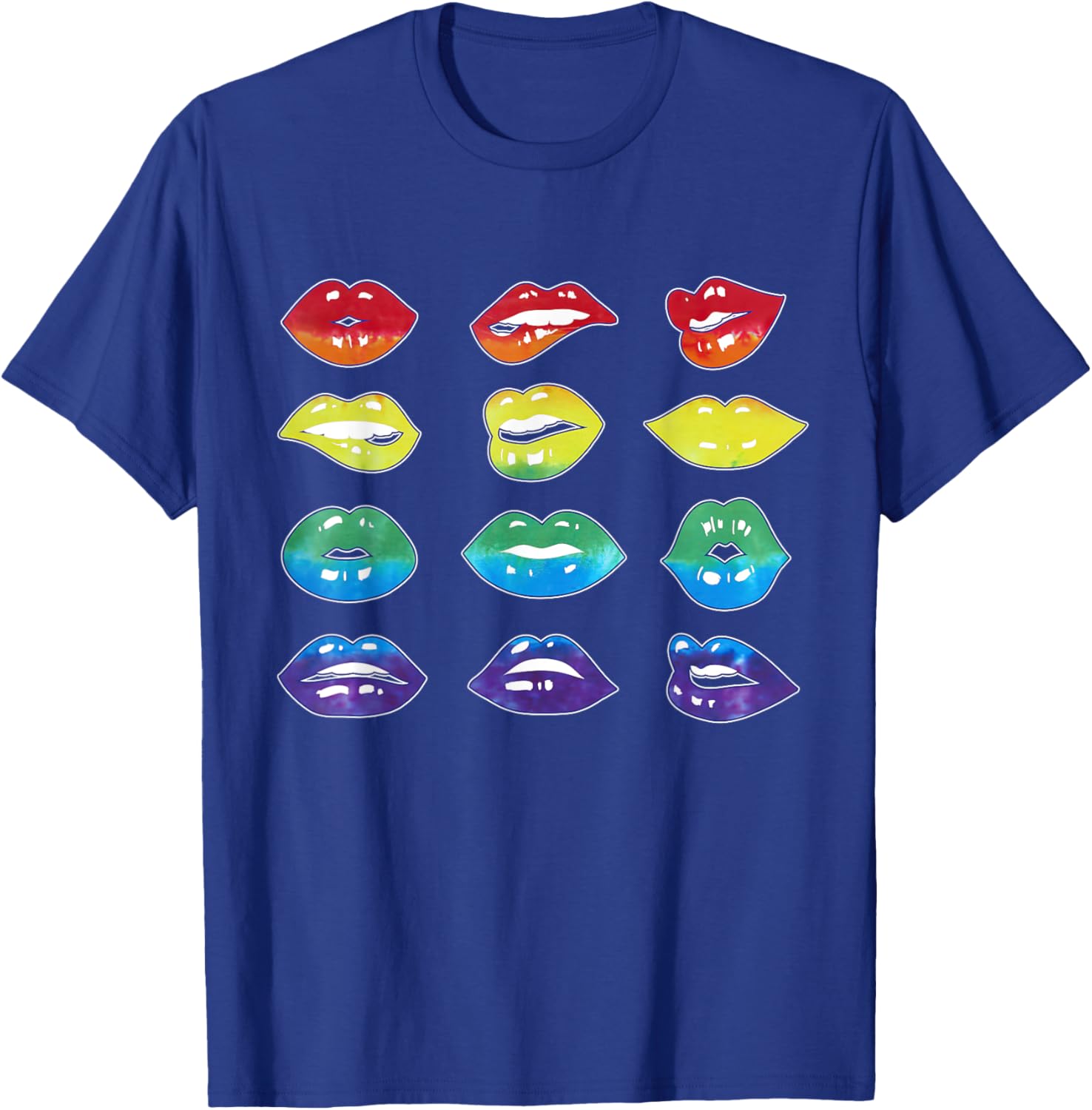 Rainbow Lips Pop Art Bold Colorful Expression T-Shirt - T-Shirt | Royal
