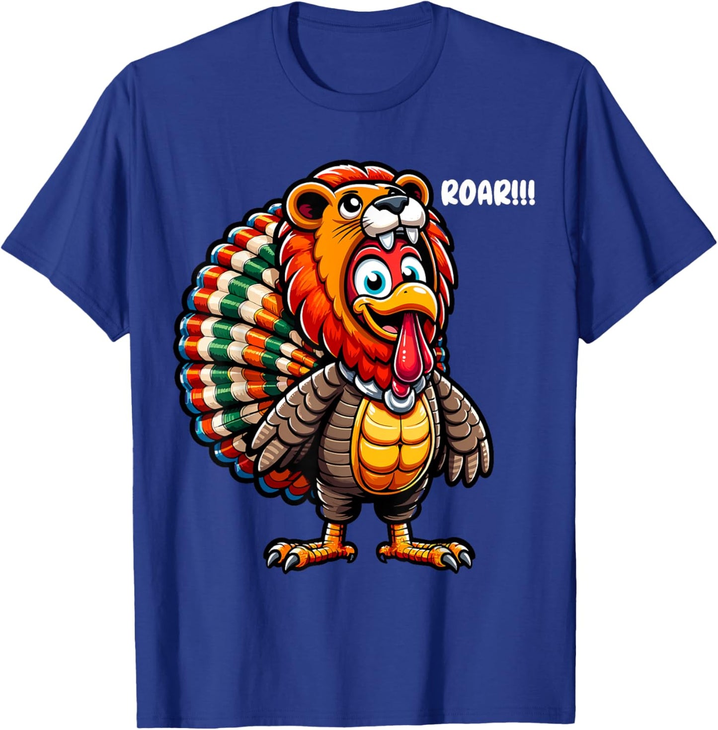 Thanksgiving Turkey Lion Roar Costume Lion Funny Halloween T-Shirt - T-Shirt | Royal