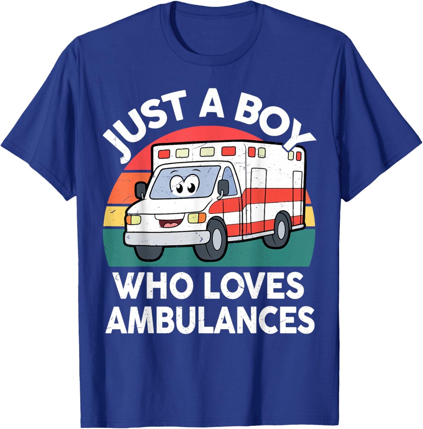 Toddler Just A Boy Who Loves Ambulances First Responder Kids T-Shirt - T-Shirt | Royal