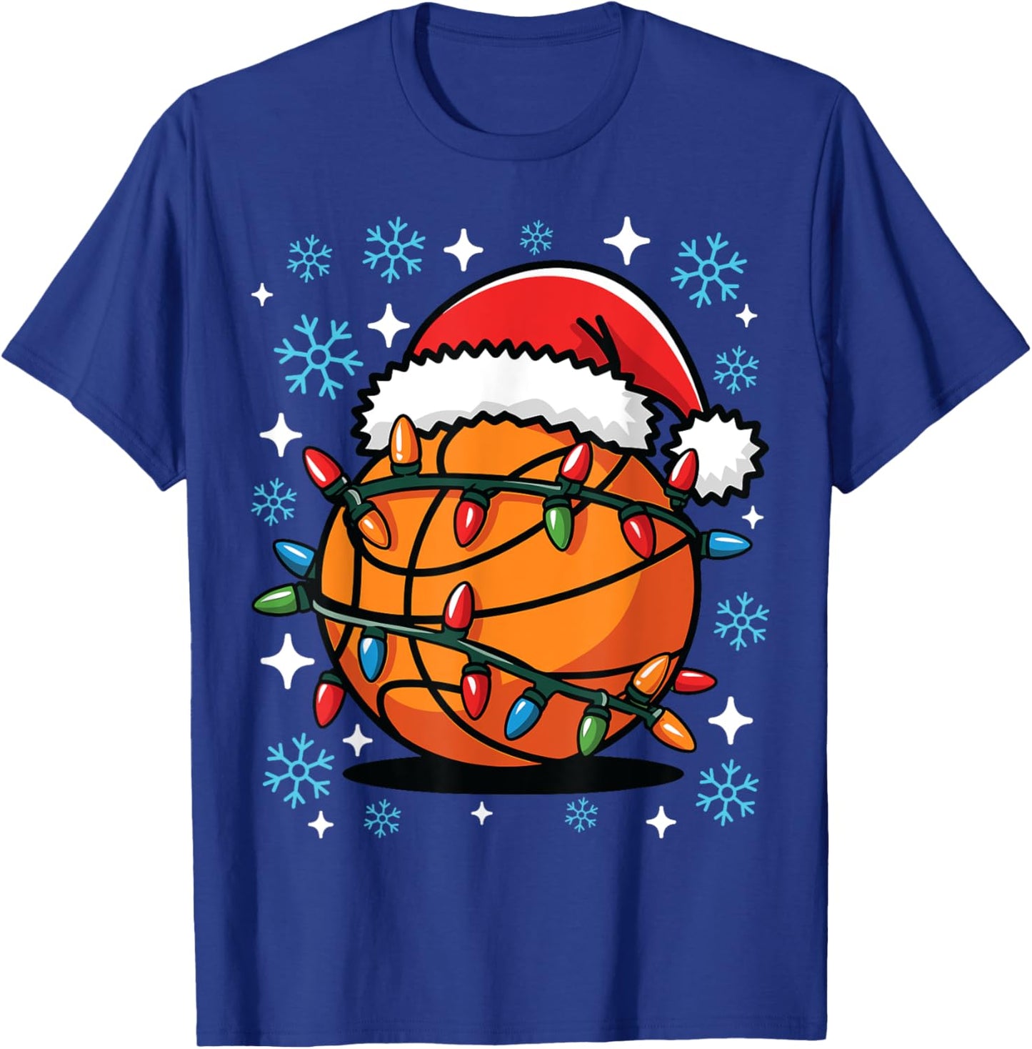 Basketball Player Xmas Santa Hat Basketball Christmas Funny T-Shirt - T-Shirt | Royal