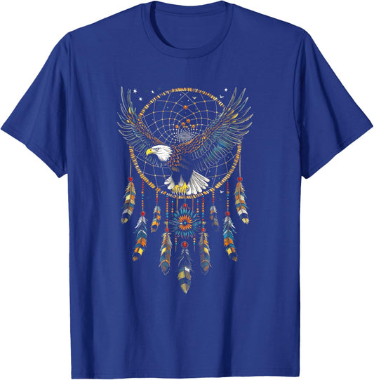 Native American Dreamcatcher Eagle Feathers Boho T-Shirt - T-Shirt | Royal