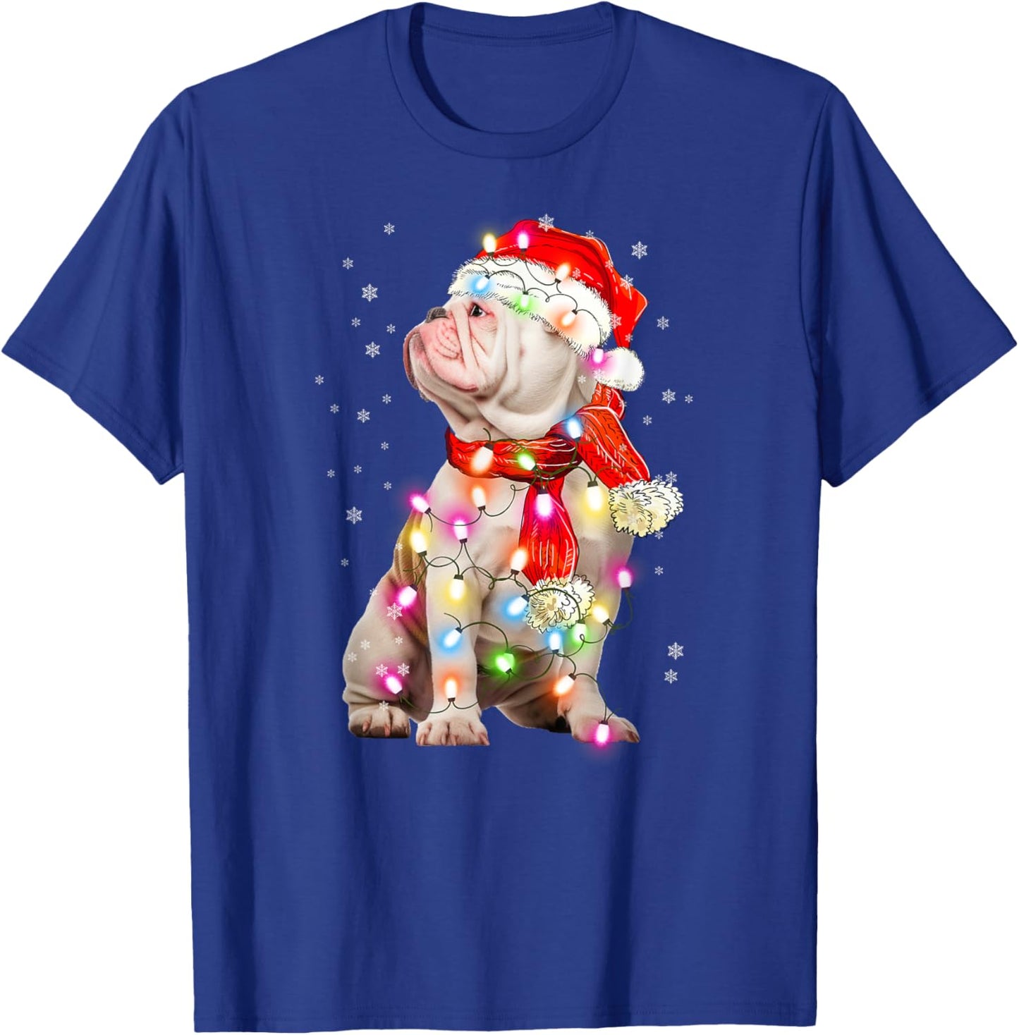English Bulldog Dog Santa Clause Hat Xmas Christmas T-Shirt - T-Shirt | Royal