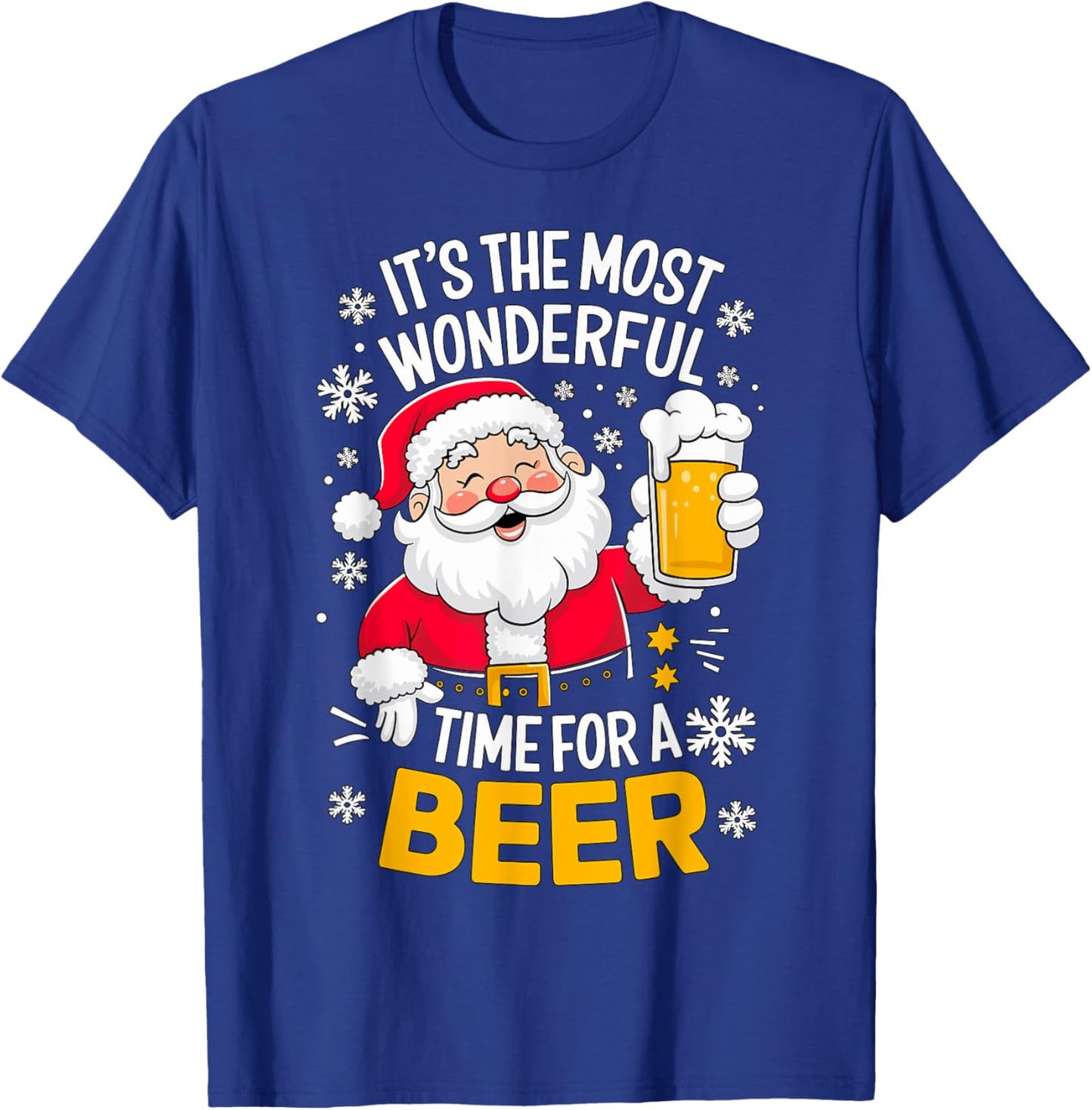 It's the most wonderful Time for a Beer Santa Christmas T-Shirt - T-Shirt | Royal