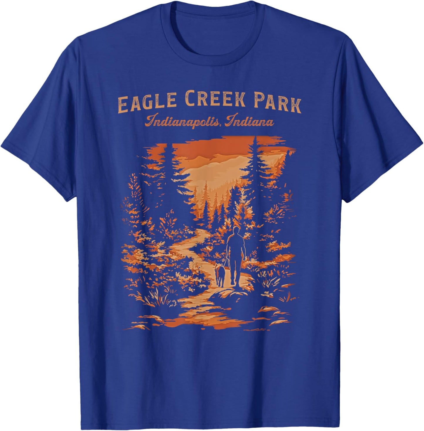Eagle Creek Park Indianapolis Indiana Vintage Hiking Trail T-Shirt - T-Shirt | Royal