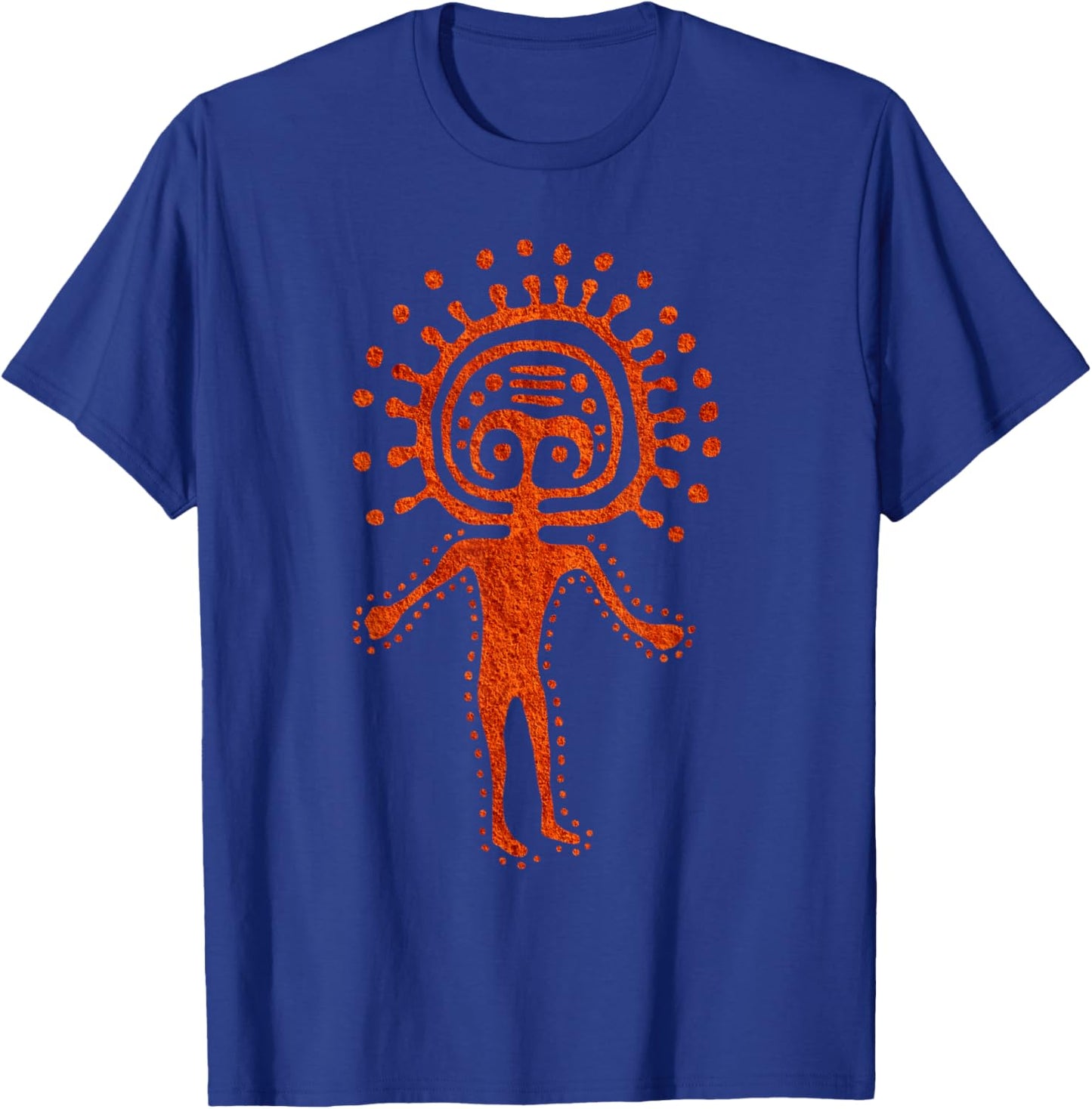 Kazak Man Alien Shaman Symbol Cosmic Paleo Petroglyph Art T-Shirt - T-Shirt | Royal