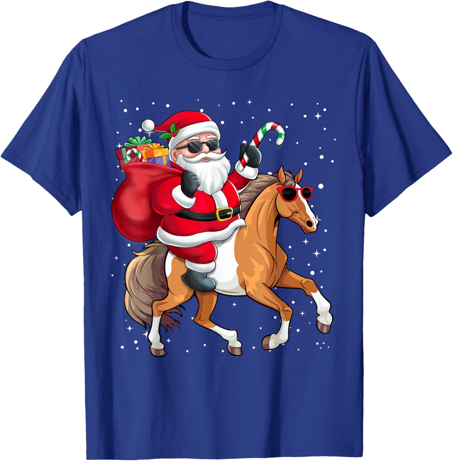 Santa Claus Riding A Horse Christmas Boy Girl Kids T-Shirt - T-Shirt | Royal