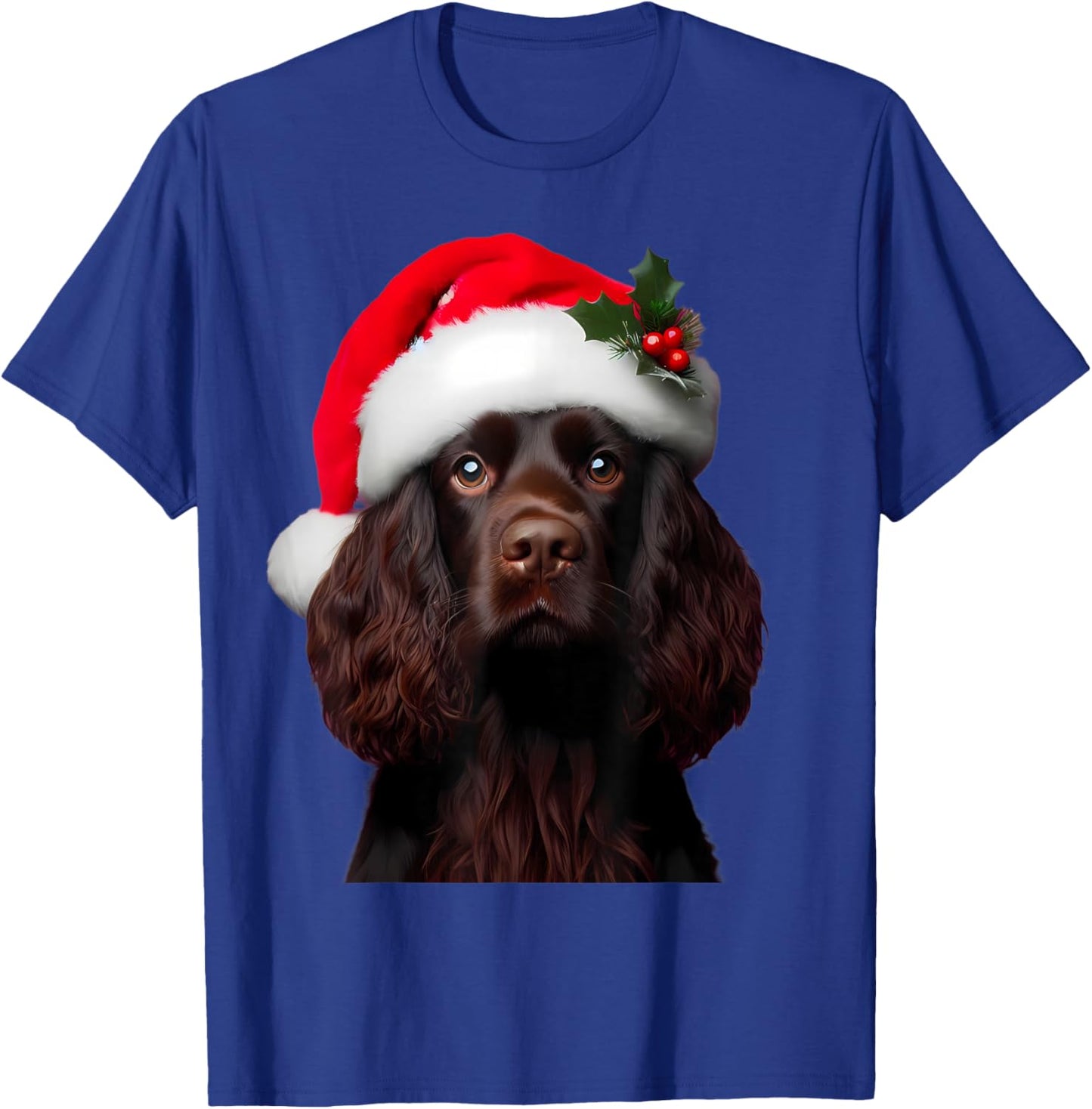 Boykin Spaniel With Santa Hat Christmas Dog Owner Lover Mom T-Shirt - T-Shirt | Royal
