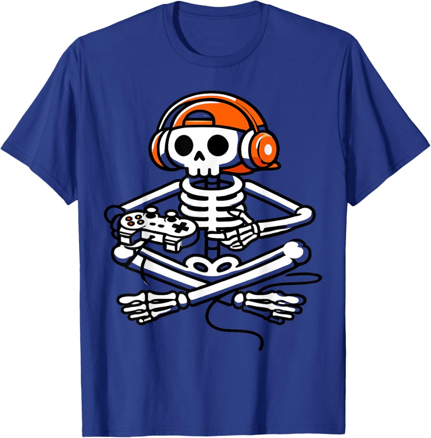 Funny Skeleton Playing Video Game Boys Men Kids T-Shirt - T-Shirt | Royal