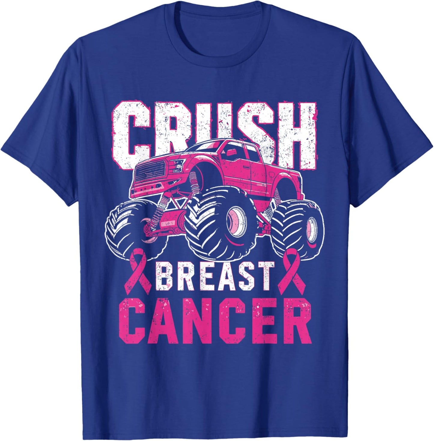 Monster Truck Pink Breast Cancer Awareness Kids Toddler Boys T-Shirt - T-Shirt | Royal