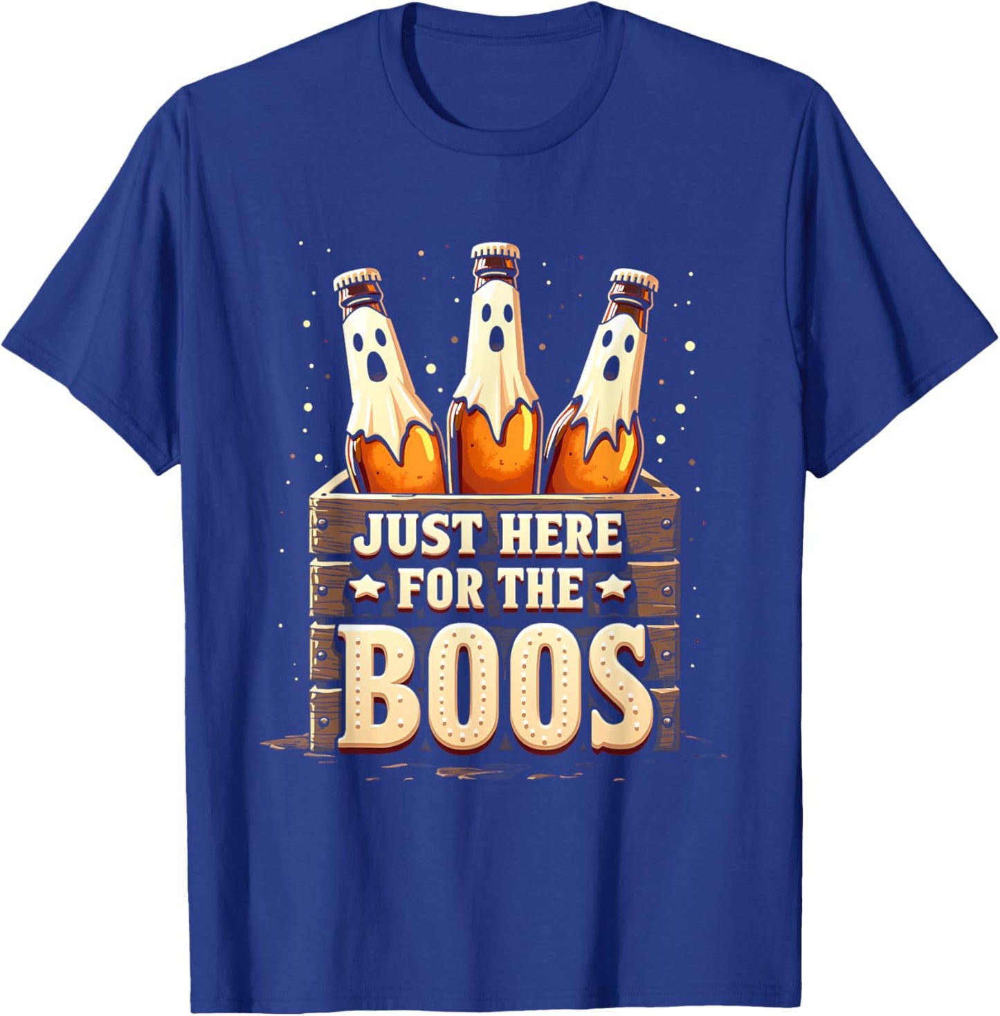 Here for the Boos Halloween 6 Pack Booze Ghost Beer Bottles T-Shirt - T-Shirt | Royal