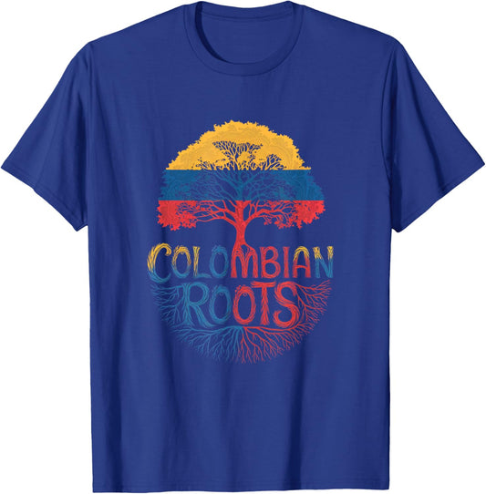 Colombian Roots - Colombia Flag Colors Family Tree Souvenir T-Shirt - T-Shirt | Royal